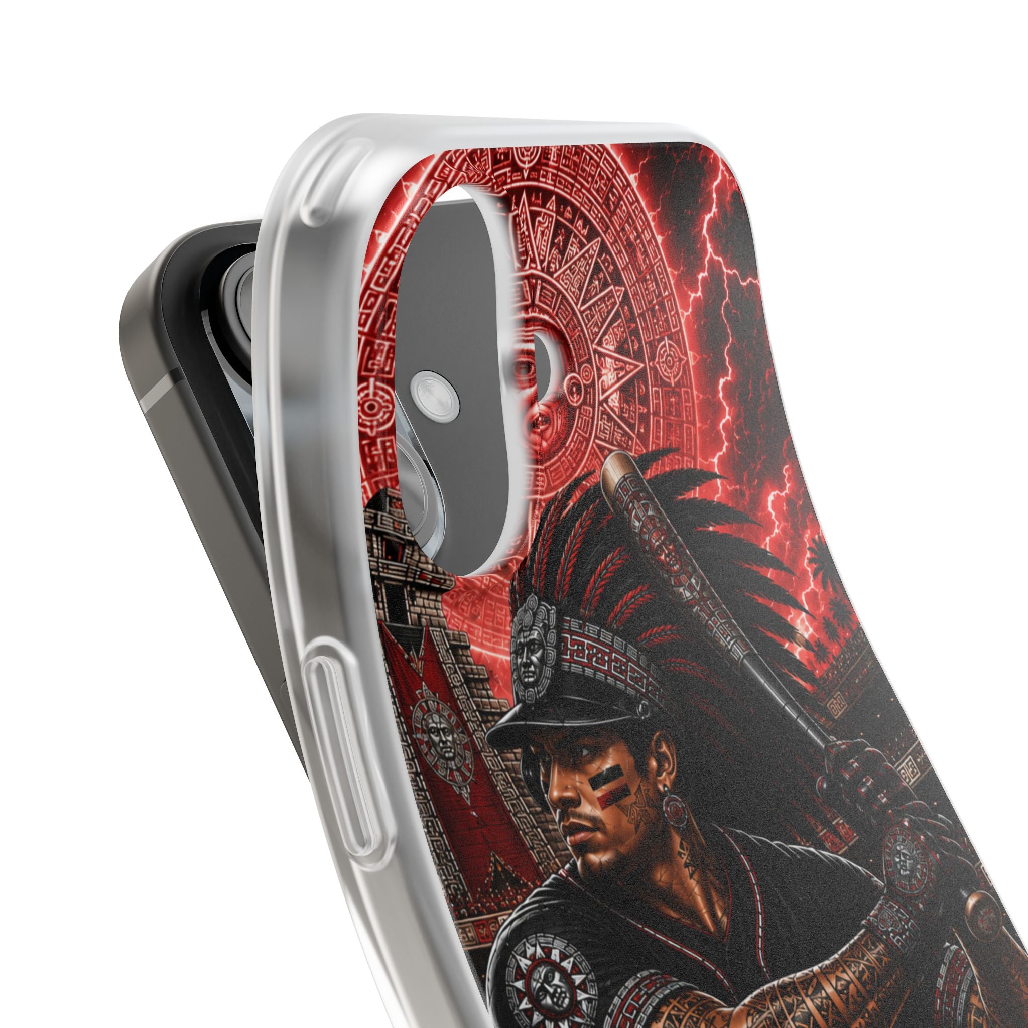 Aztec Baseball Warrior – Flexi Phone Case (iPhone & Samsung • Clear TPU • Made & Shipped in the USA • 🚚 FREE USA Shipping • Personalized Option)