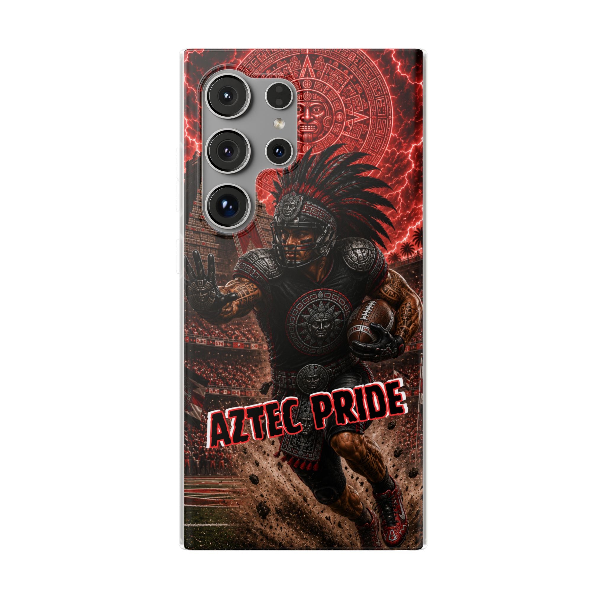 Aztec Football Warrior – Flexi Phone Case (iPhone & Samsung • Clear TPU • Made in USA • Personalized Option)
