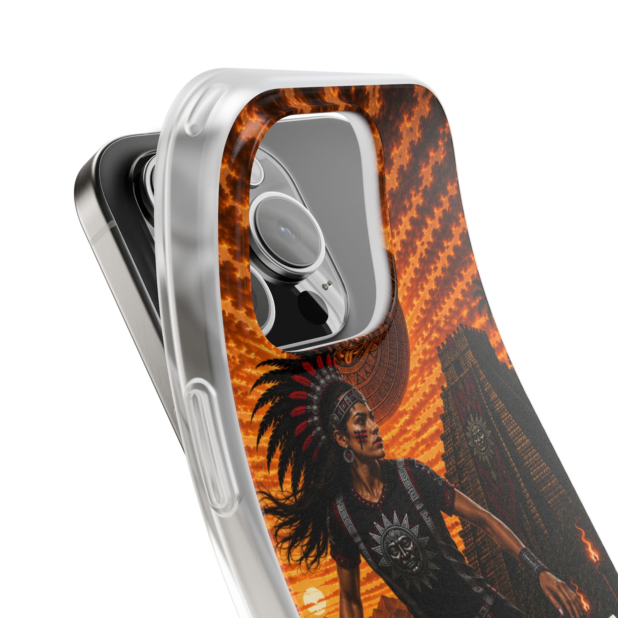 Aztec Soccer Female Warrior – Flexi Phone Case (iPhone & Samsung • Clear TPU • Made & Shipped in the USA • 🚚 FREE USA Shipping • Personalized Option)