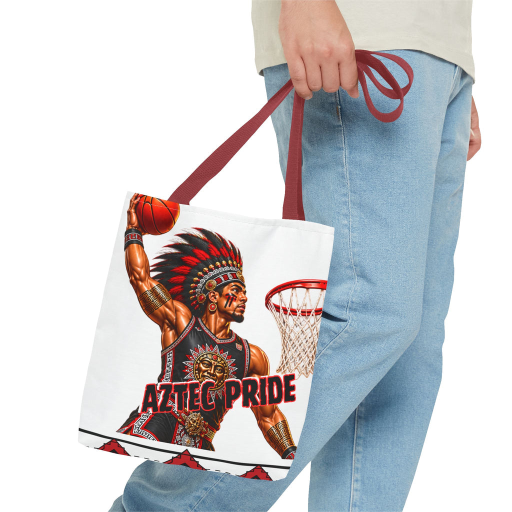 Aztec Basketball Dunk Warrior Tote Bag | Aztec-Inspired AI Art • Made & Shipped in the USA • 🚚 FREE USA Shipping • FREE Personalization