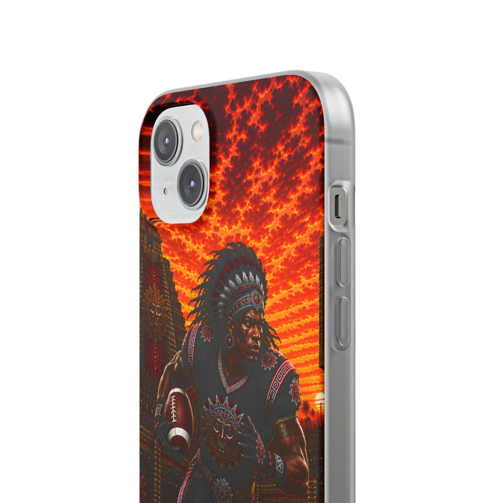 Aztec Football Warrior – Flexi Phone Case (iPhone & Samsung • Clear TPU • Made & Shipped in the USA • 🚚 FREE USA Shipping • Personalized Option)