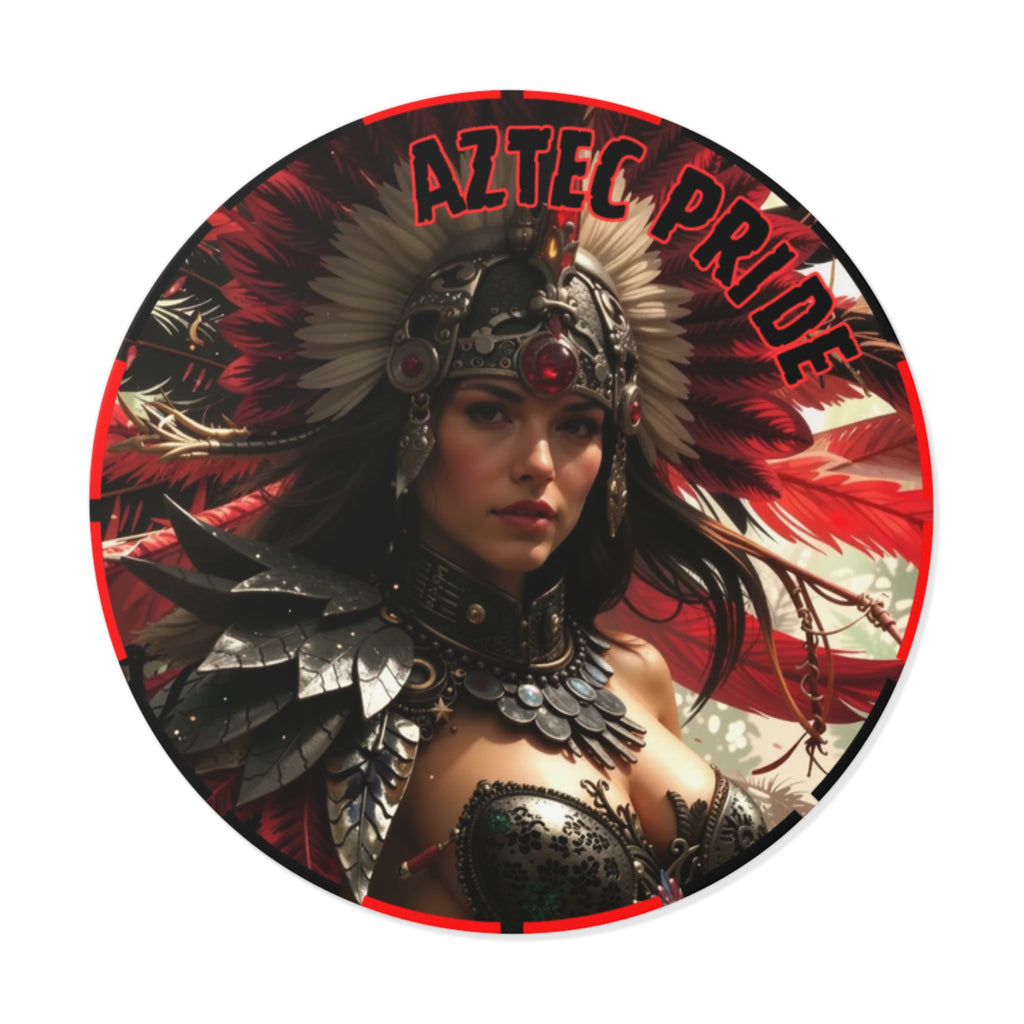 Aztec Blood Feather Goddess Round Vinyl Sticker – Waterproof Matte Decal (2”–6”)