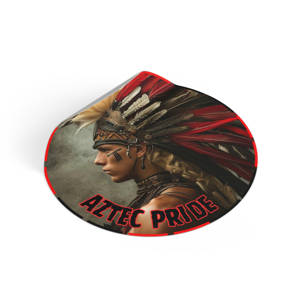 Aztec Storm Warrior Round Vinyl Sticker – Waterproof Matte Decal (2”–6”)