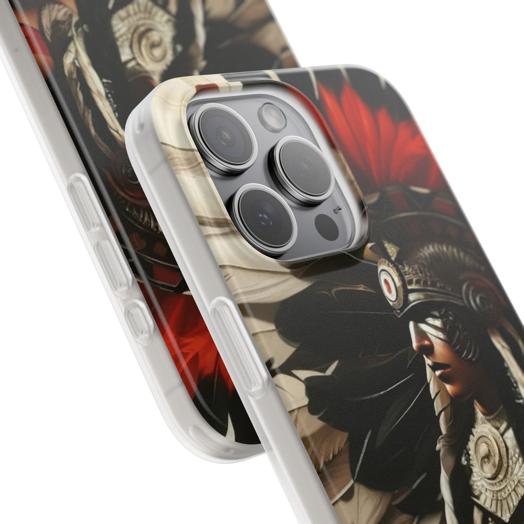 Aztec Fierce Warrior – Flexi Phone Case (iPhone & Samsung • Clear TPU • Made in USA • Personalized Option)