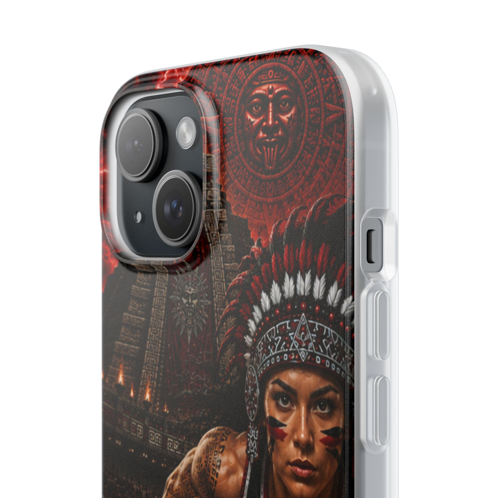 Aztec Track & Field Female Warrior – Flexi Phone Case (iPhone & Samsung • Clear TPU • Made & Shipped in the USA • 🚚 FREE USA Shipping • Personalized Option)