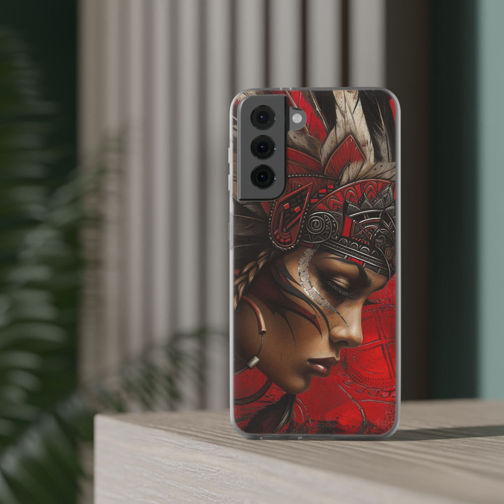 Aztec Sun Goddess – Flexi Phone Case (iPhone & Samsung • Clear TPU • Made in USA • Personalized Option)