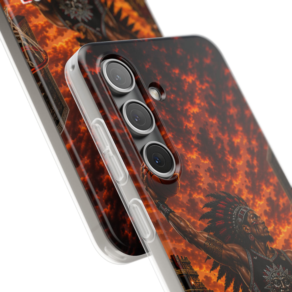 Aztec Basketball Male Warrior – Flexi Phone Case (iPhone & Samsung • Clear TPU • Made & Shipped in the USA • 🚚 FREE USA Shipping • Personalized Option)