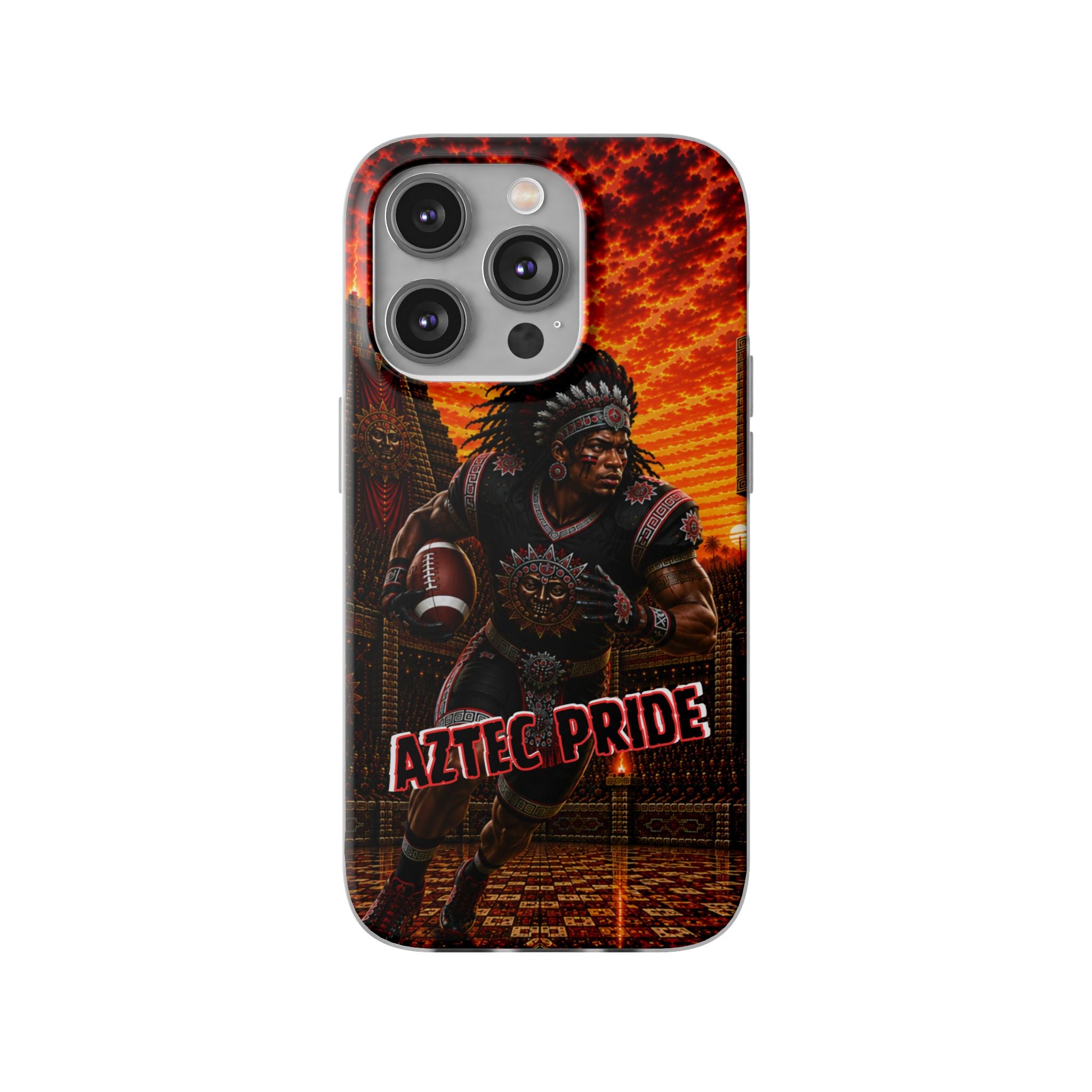 Aztec Football Warrior – Flexi Phone Case (iPhone & Samsung • Clear TPU • Made & Shipped in the USA • 🚚 FREE USA Shipping • Personalized Option)