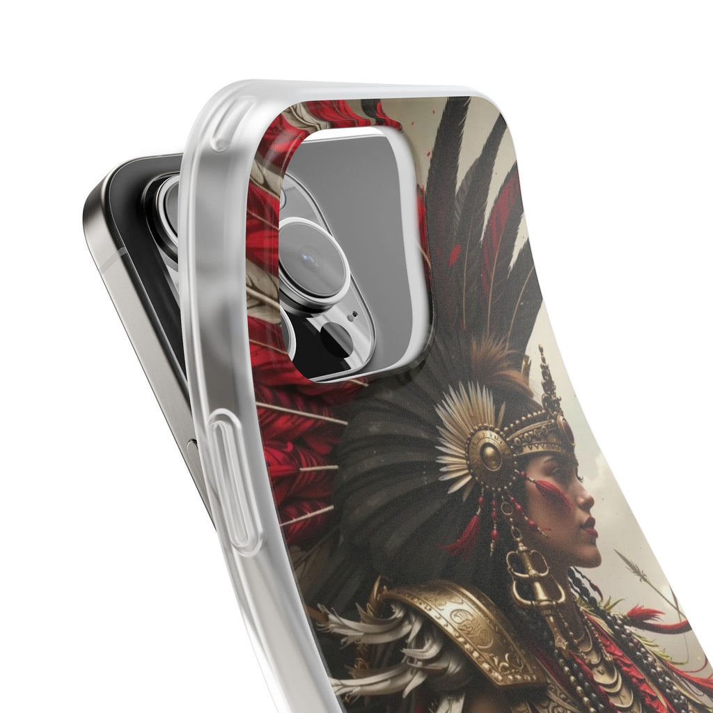 Aztec Warrior Queen – Flexi Phone Case (iPhone & Samsung • Clear TPU • Made in USA • Personalized Option)