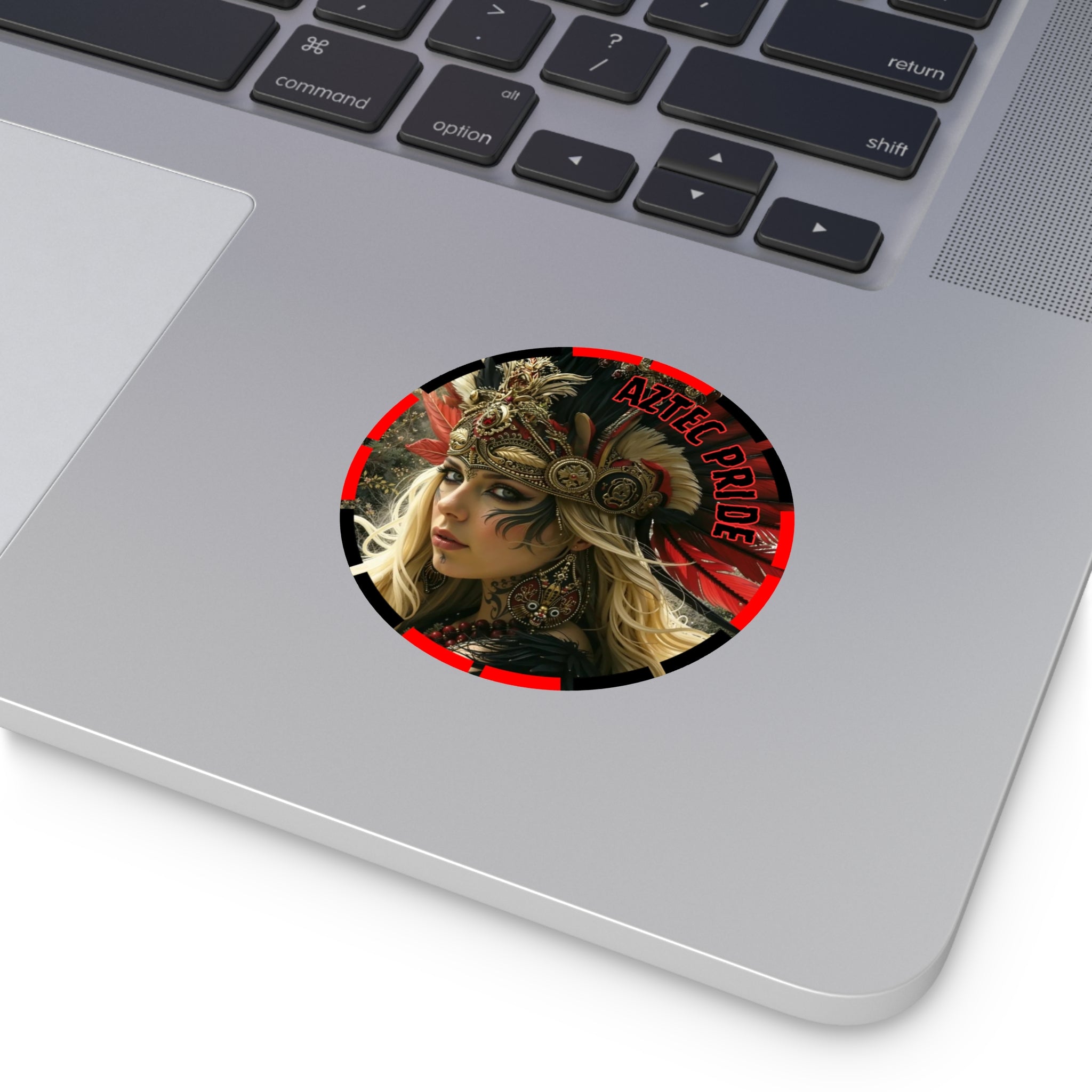 Aztec Fireheart Queen Round Vinyl Sticker – Waterproof Matte Decal (2”–6”)
