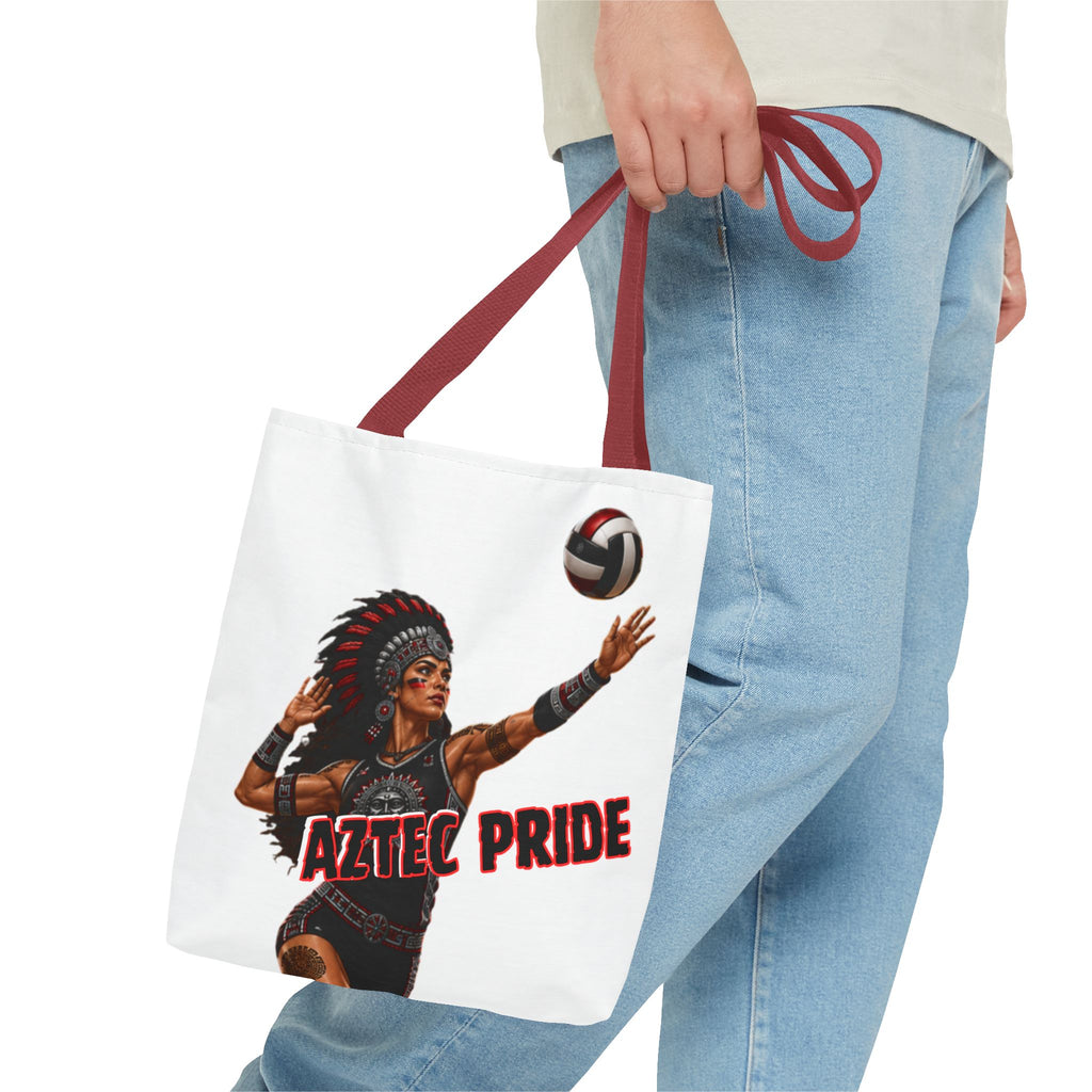 Aztec Volleyball Warrior Tote Bag | Aztec-Inspired AI Art • Made & Shipped in the USA • 🚚 FREE USA Shipping • FREE Personalization