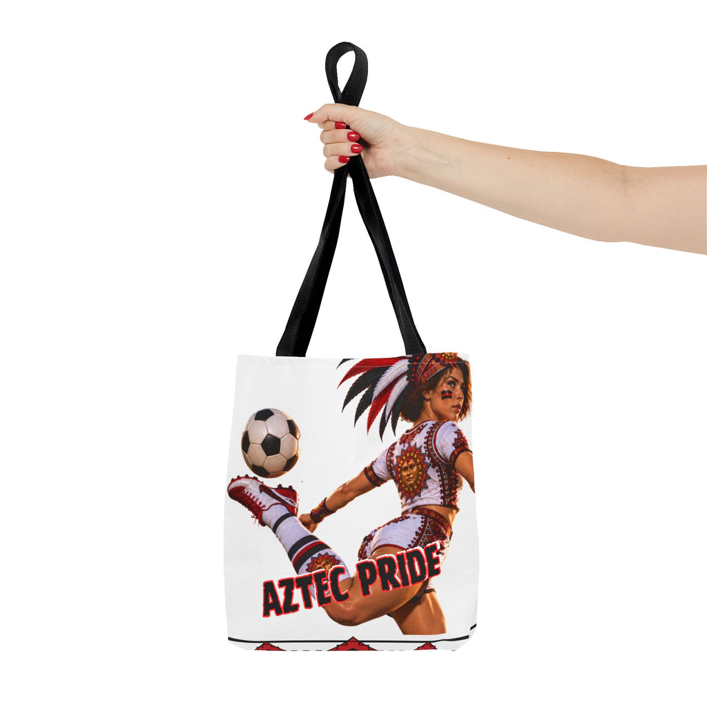Aztec Soccer Female Warrior Tote Bag | Aztec-Inspired AI Art • Made & Shipped in the USA • 🚚 FREE USA Shipping • FREE Personalization