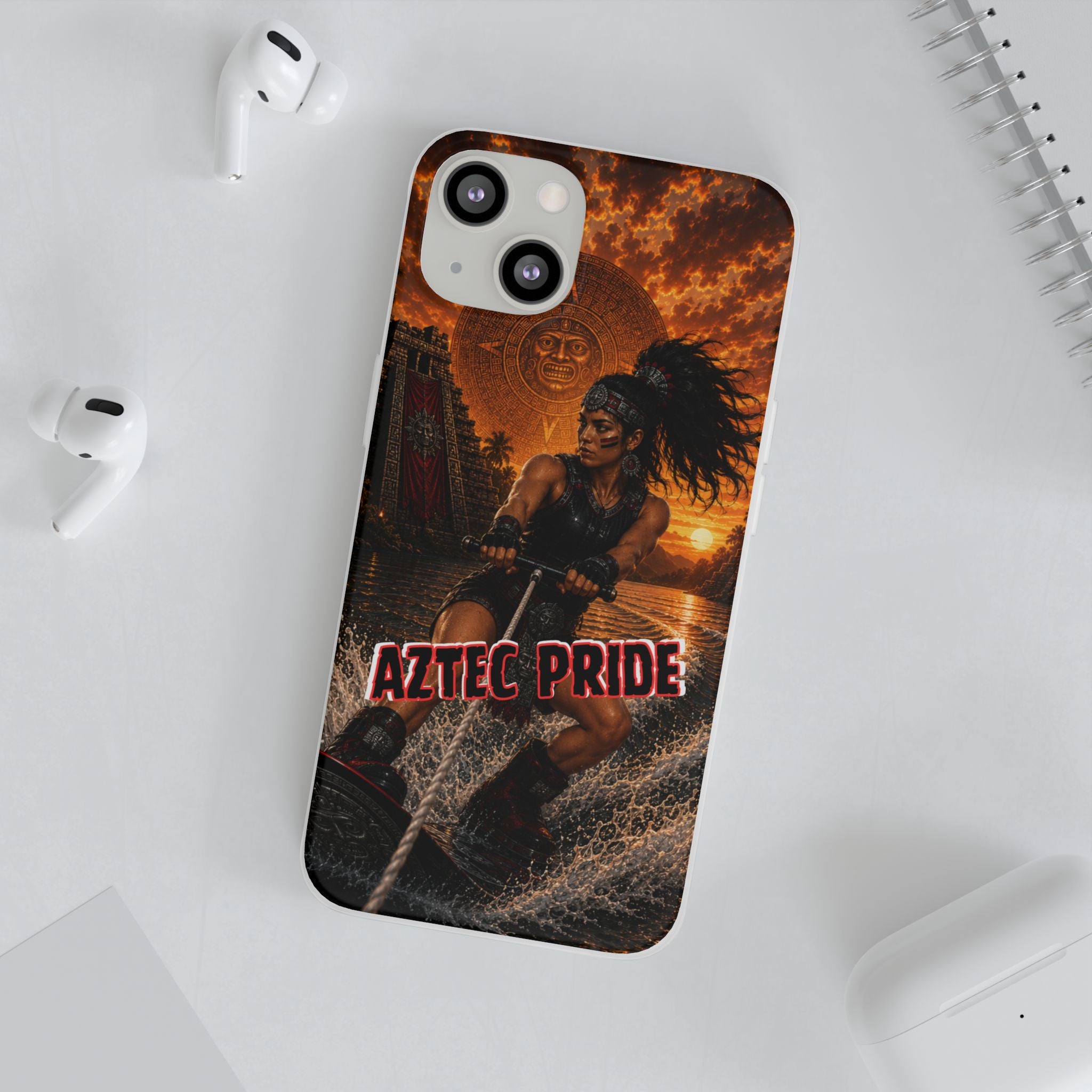 Aztec Wakeboard Female Warrior – Flexi Phone Case (iPhone & Samsung • Clear TPU • Made & Shipped in the USA • 🚚 FREE USA Shipping • Personalized Option)