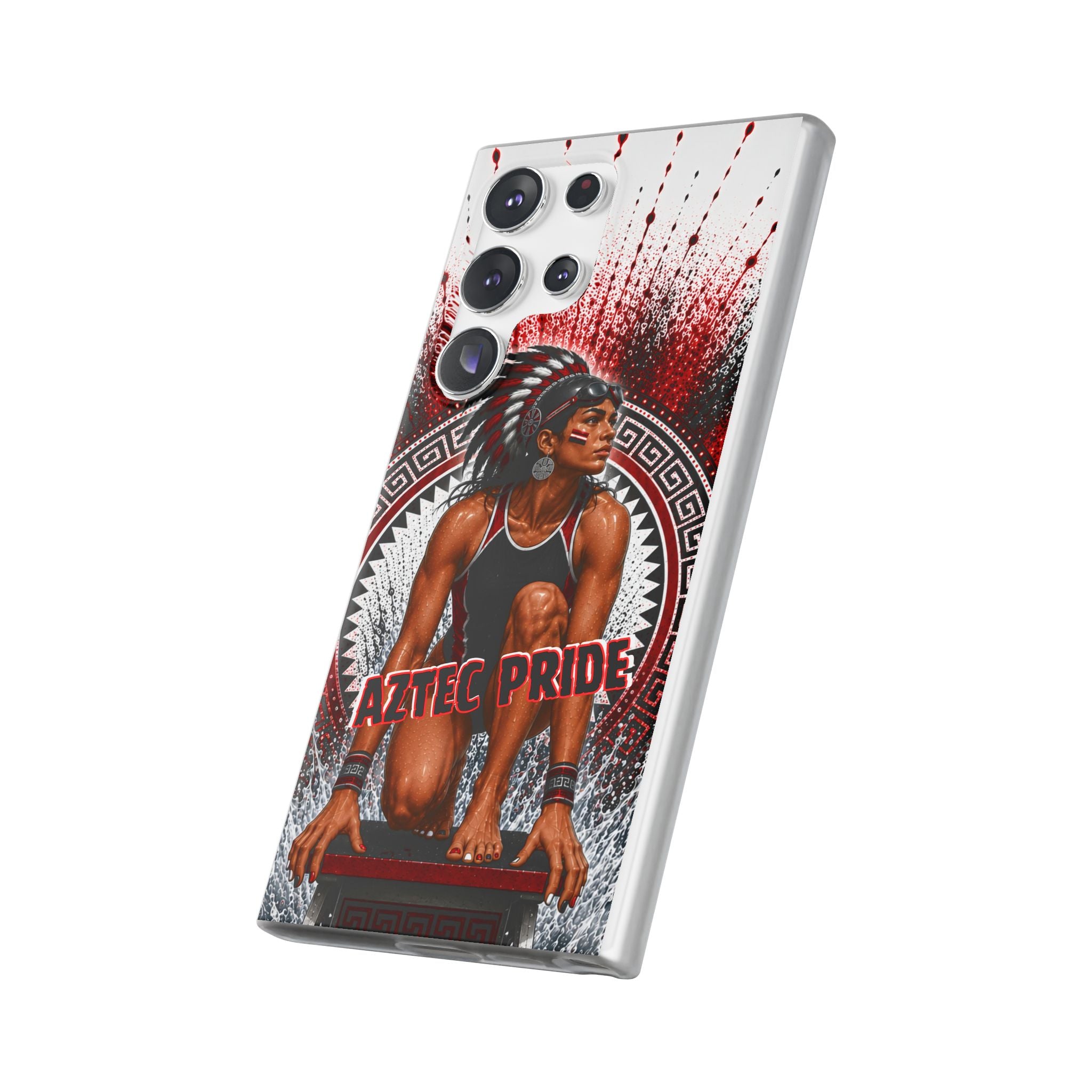 Aztec Swim & Dive Warrior – Flexi Phone Case (iPhone & Samsung • Clear TPU • Made & Shipped in the USA • 🚚 FREE USA Shipping • Personalized Option)