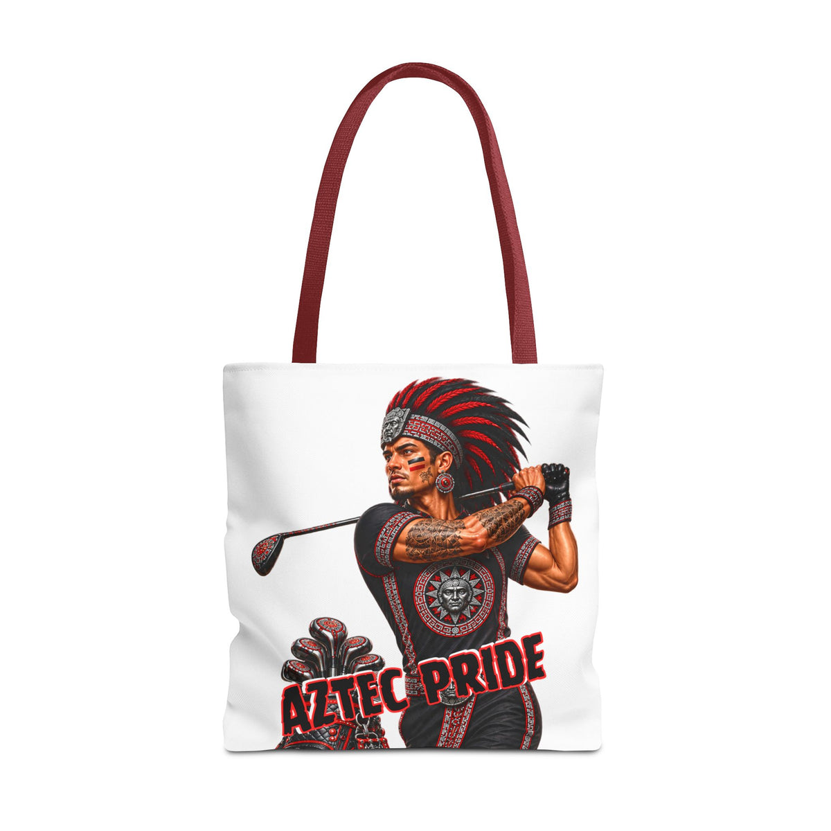 Aztec Golf Male Warrior Tote Bag | Aztec-Inspired AI Art • Made & Shipped in the USA • 🚚 FREE USA Shipping • FREE Personalization