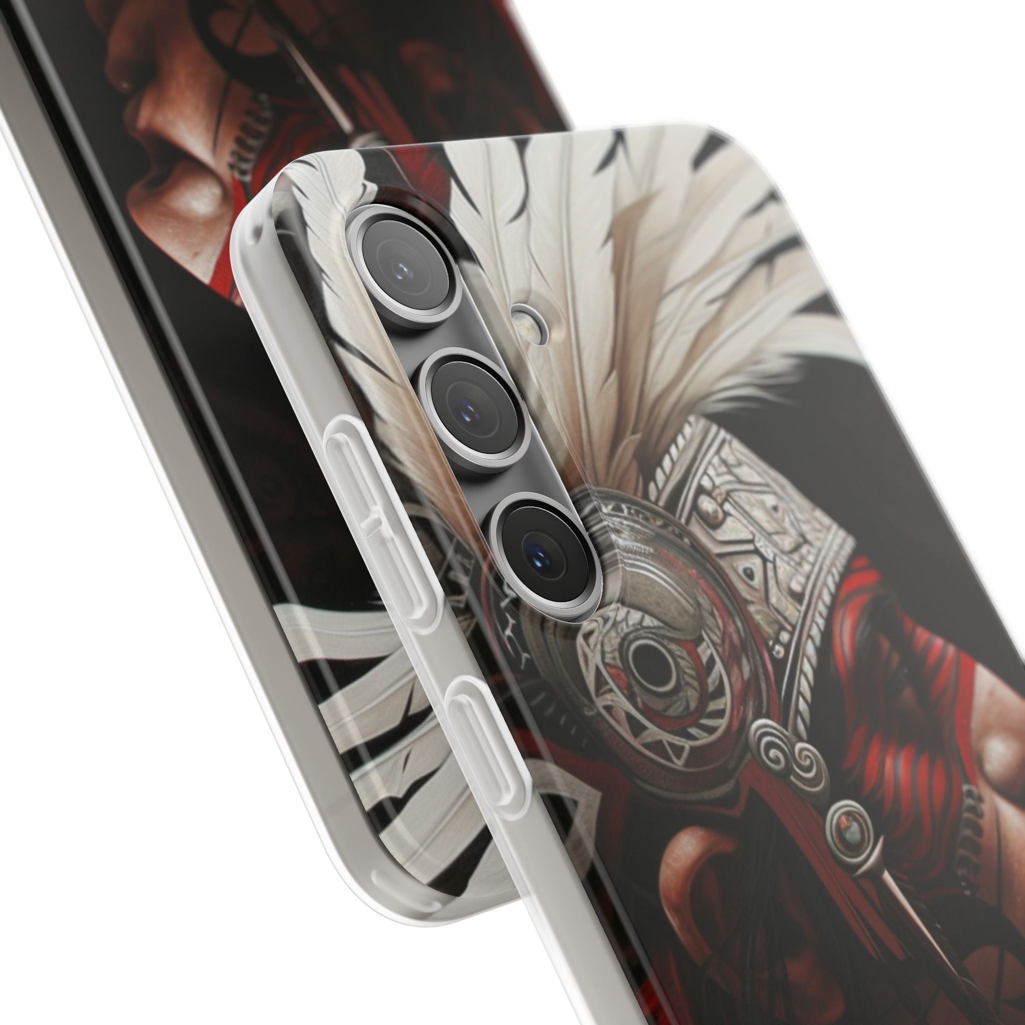 Aztec Warrior King – Flexi Phone Case (iPhone & Samsung • Clear TPU • Made in USA • Personalized Option)