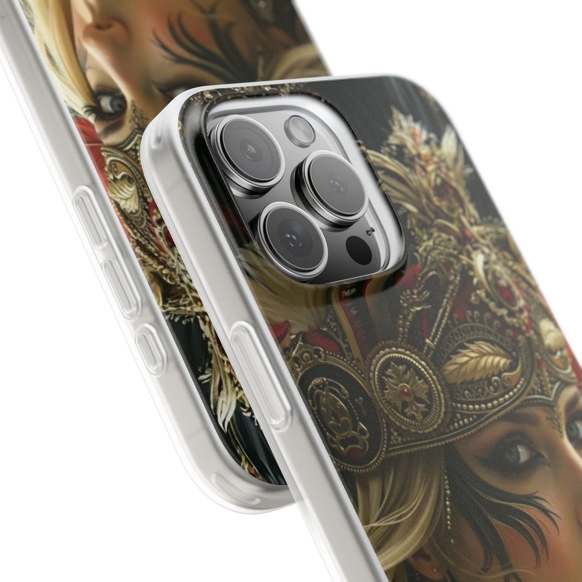 Aztec Fireheart Queen – Flexi Phone Case (iPhone & Samsung • Clear TPU • Made in USA • Personalized Option)