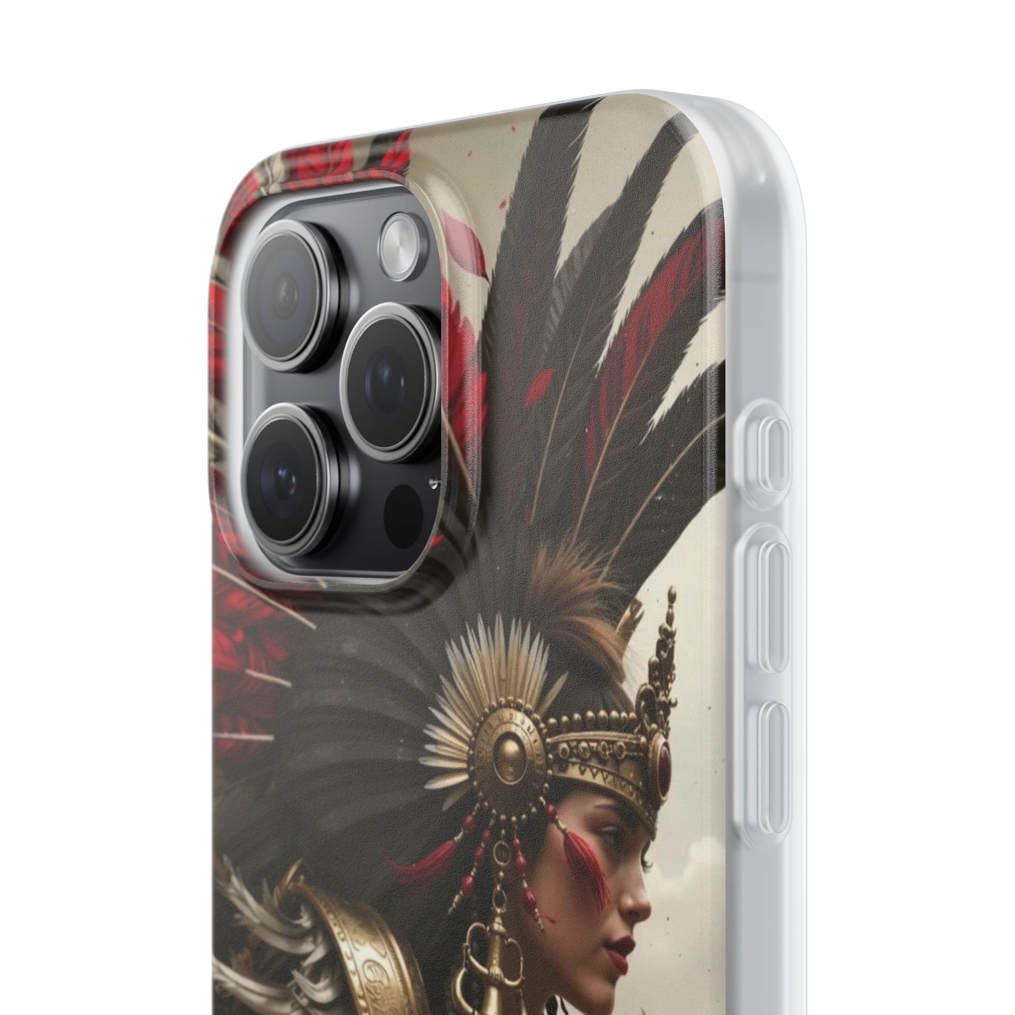 Aztec Warrior Queen – Flexi Phone Case (iPhone & Samsung • Clear TPU • Made in USA • Personalized Option)