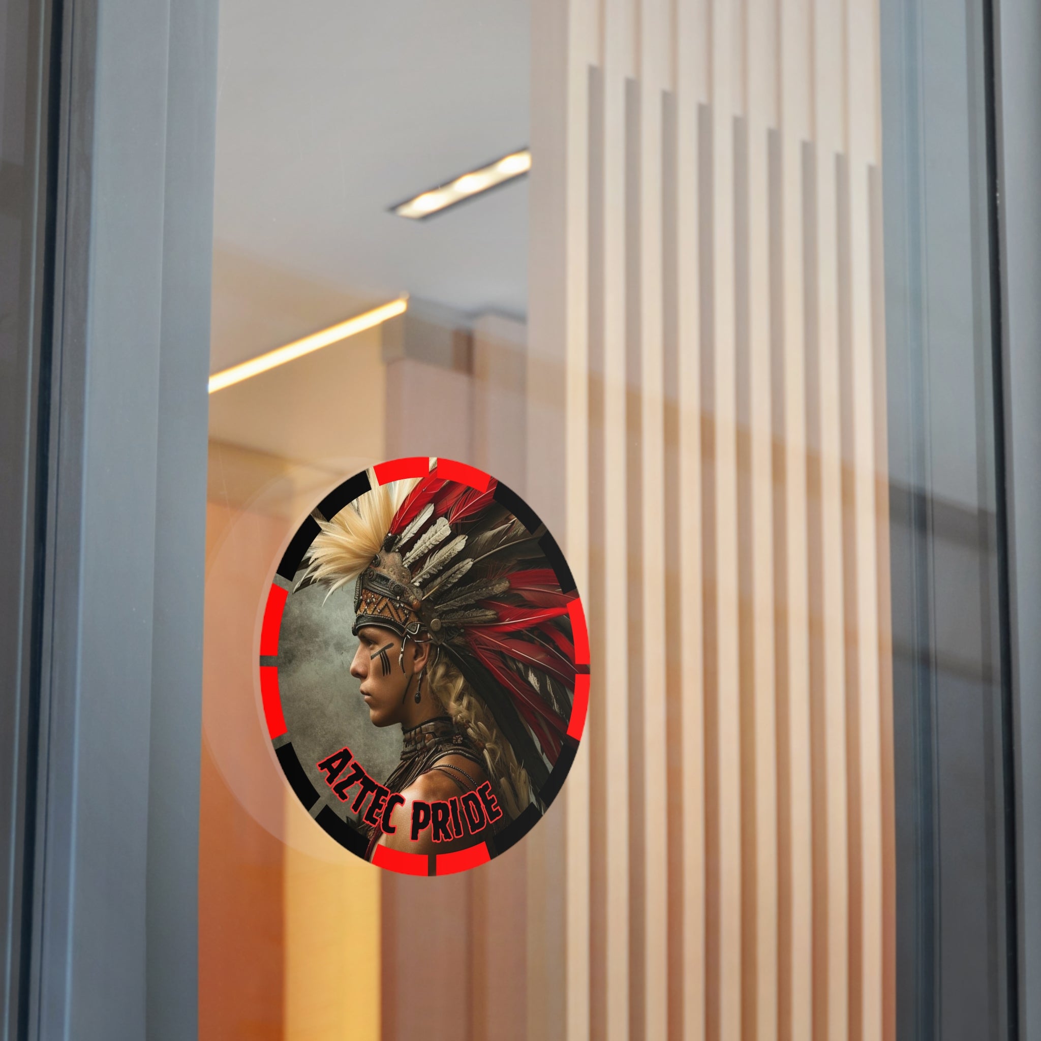 Aztec Storm Warrior Round Vinyl Sticker – Waterproof Matte Decal (2”–6”)