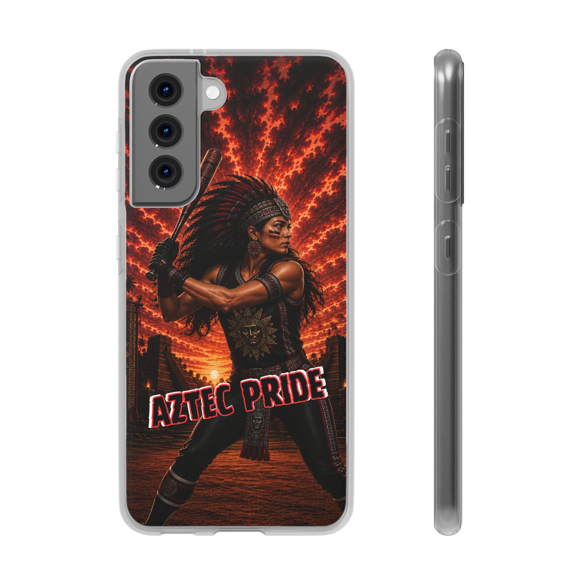 Aztec Softball Warrior – Flexi Phone Case (iPhone & Samsung • Clear TPU • Made & Shipped in the USA • 🚚 FREE USA Shipping • Personalized Option)