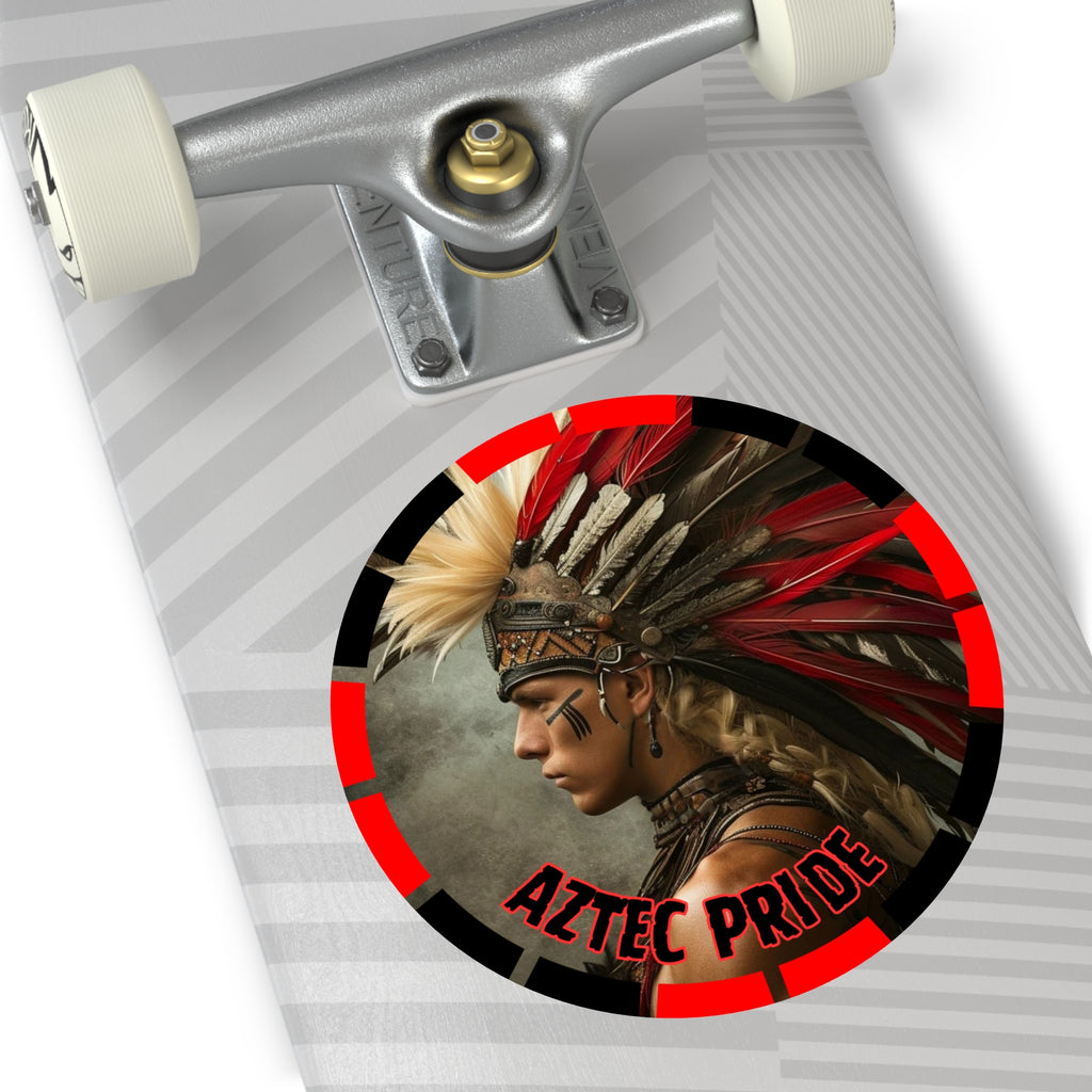 Aztec Storm Warrior Round Vinyl Sticker – Waterproof Matte Decal (2”–6”)
