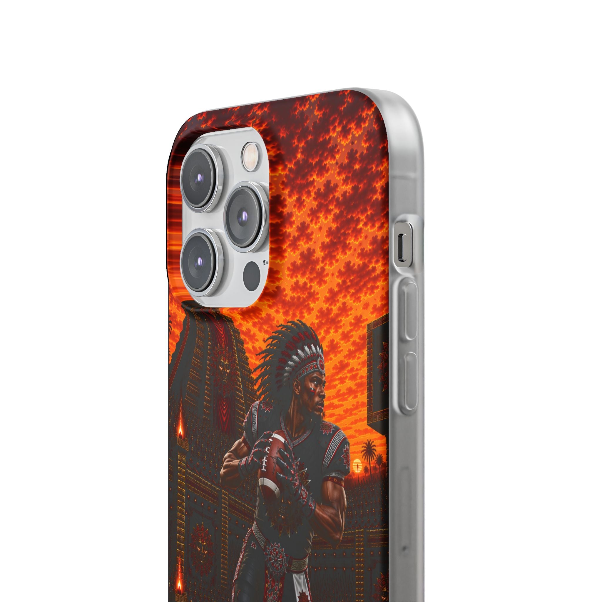 Aztec Football Warrior – Flexi Phone Case (iPhone & Samsung • Clear TPU • Made & Shipped in the USA • 🚚 FREE USA Shipping • Personalized Option)