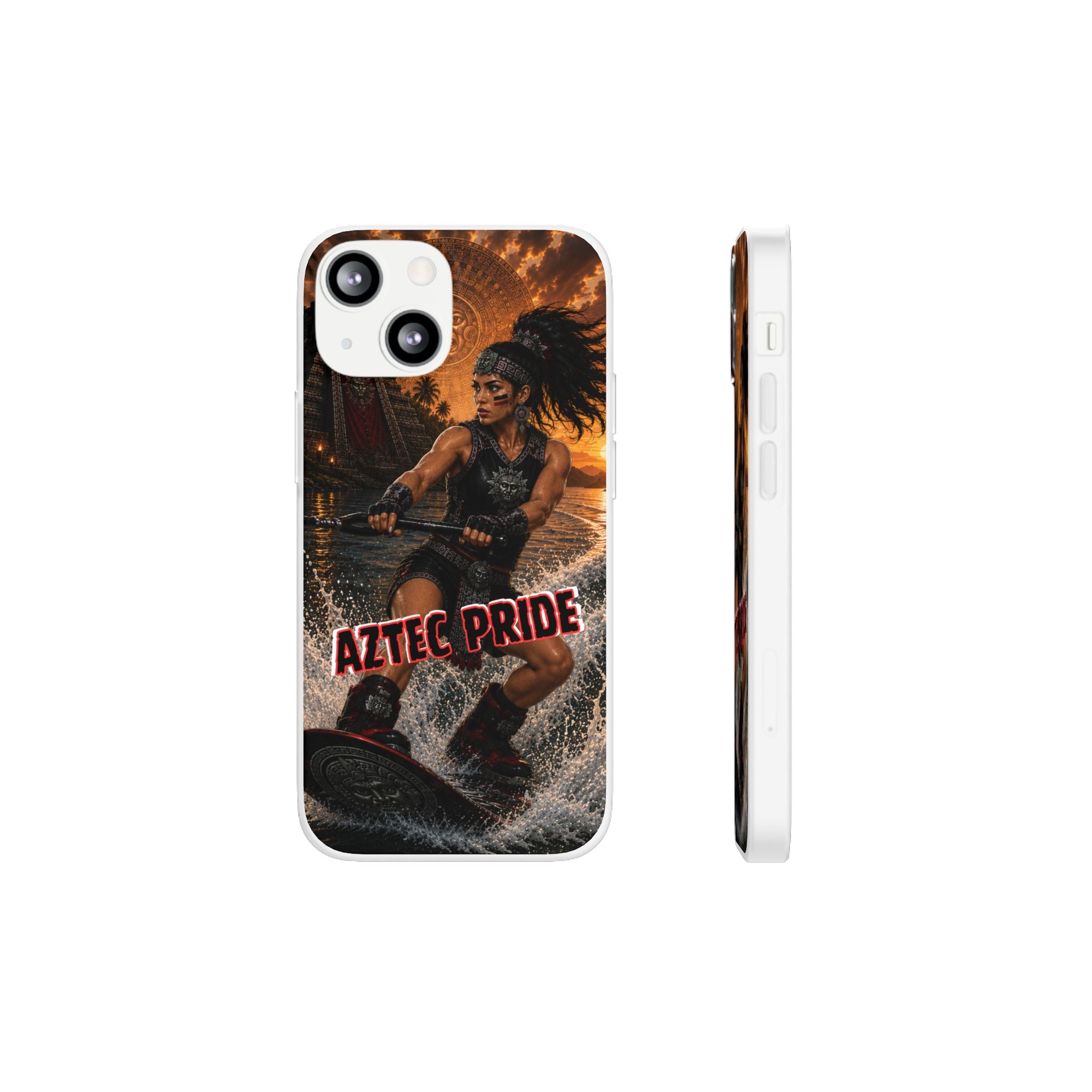 Aztec Wakeboard Female Warrior – Flexi Phone Case (iPhone & Samsung • Clear TPU • Made & Shipped in the USA • 🚚 FREE USA Shipping • Personalized Option)