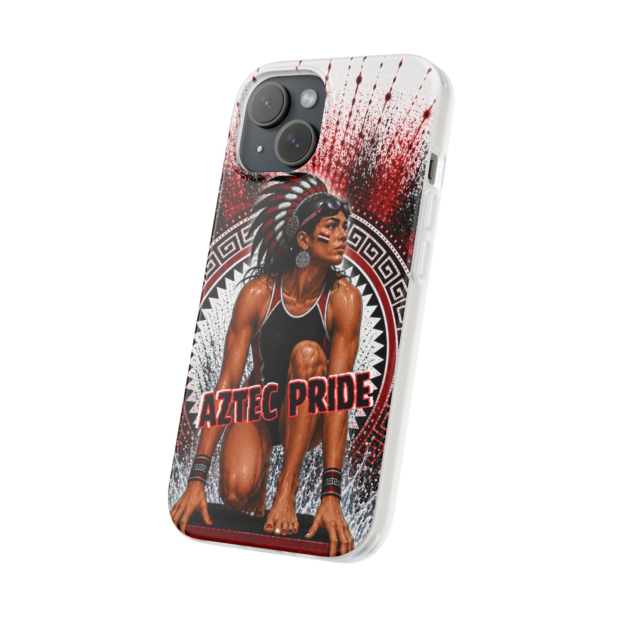 Aztec Swim & Dive Warrior – Flexi Phone Case (iPhone & Samsung • Clear TPU • Made & Shipped in the USA • 🚚 FREE USA Shipping • Personalized Option)