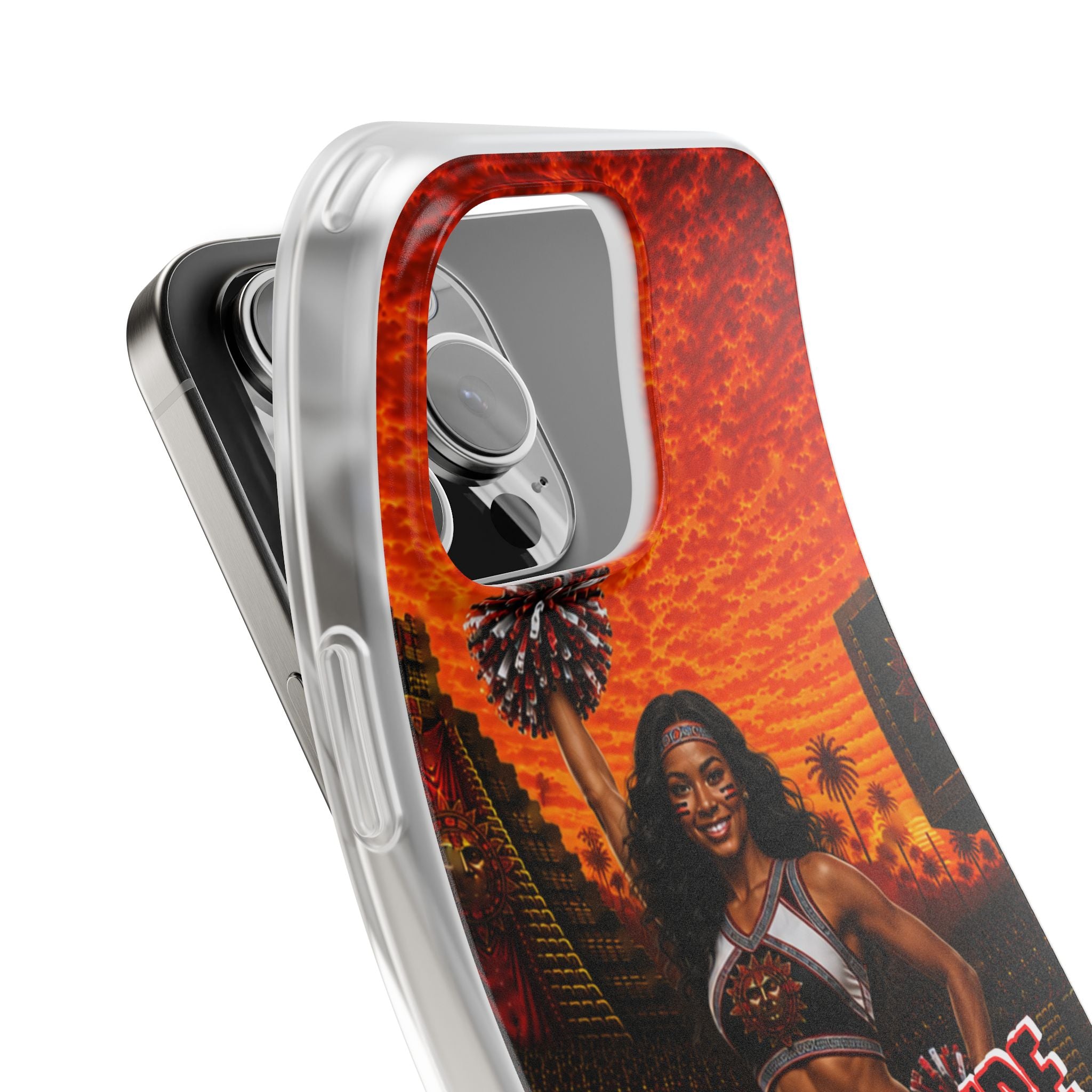 Aztec Cheerleader Warrior – Flexi Phone Case (iPhone & Samsung • Clear TPU • Made & Shipped in the USA • 🚚 FREE USA Shipping • Personalized Option)