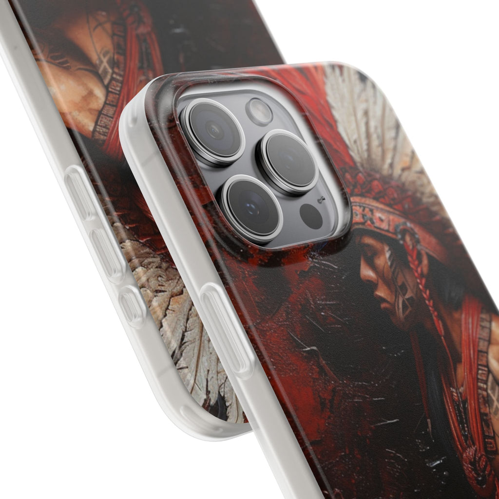 Aztec Noble Warrior – Flexi Phone Case (iPhone & Samsung • Clear TPU • Made in USA • Personalized Option)