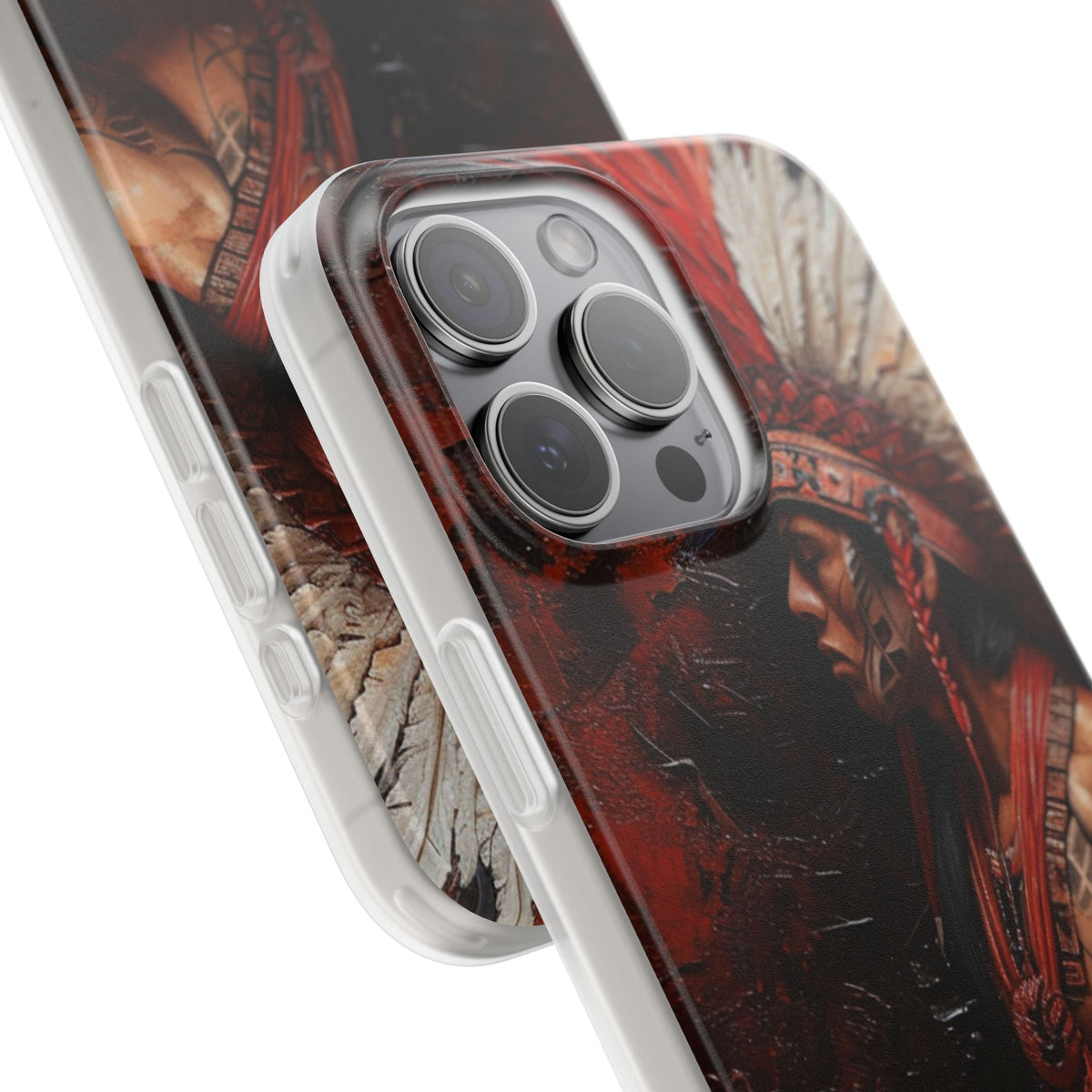 Aztec Noble Warrior – Flexi Phone Case (iPhone & Samsung • Clear TPU • Made in USA • Personalized Option)