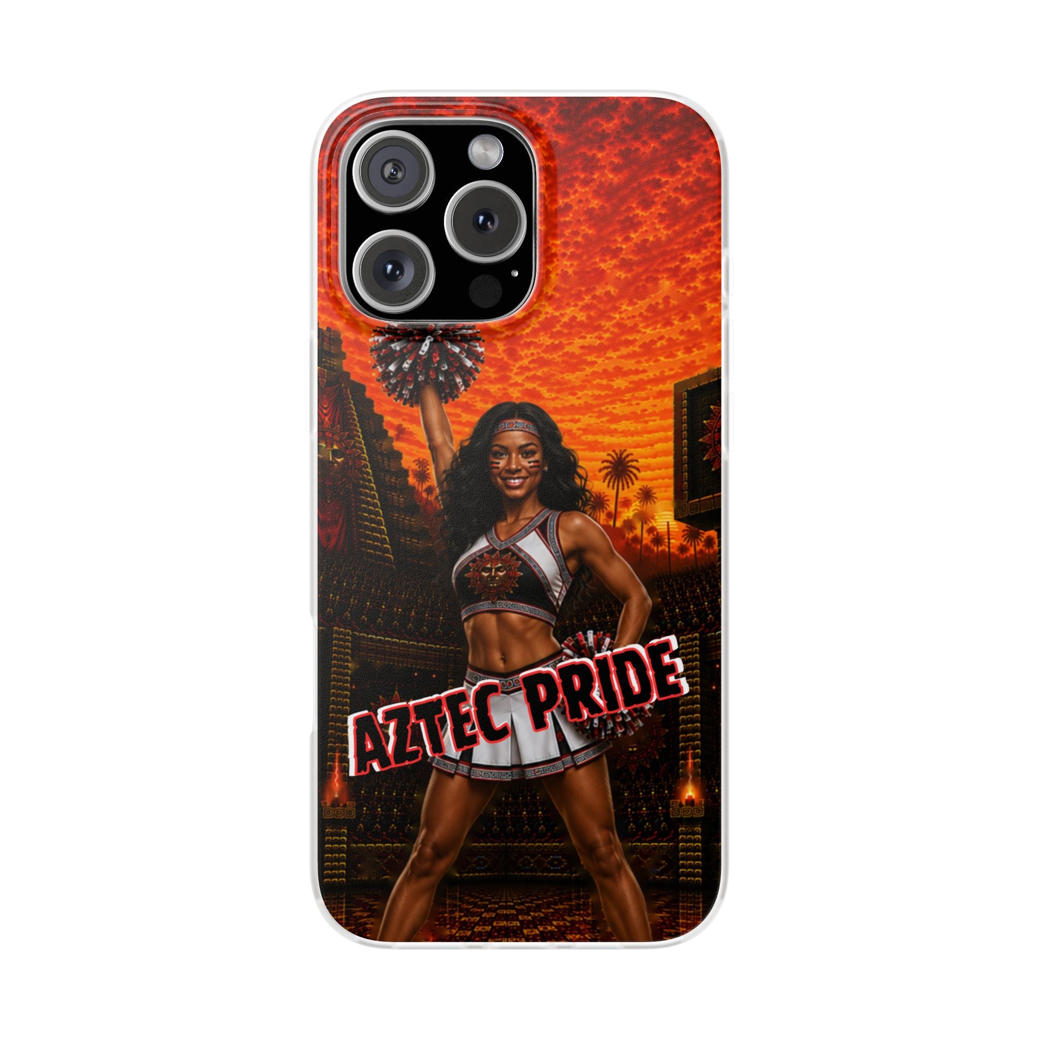 Aztec Cheerleader Warrior – Flexi Phone Case (iPhone & Samsung • Clear TPU • Made & Shipped in the USA • 🚚 FREE USA Shipping • Personalized Option)