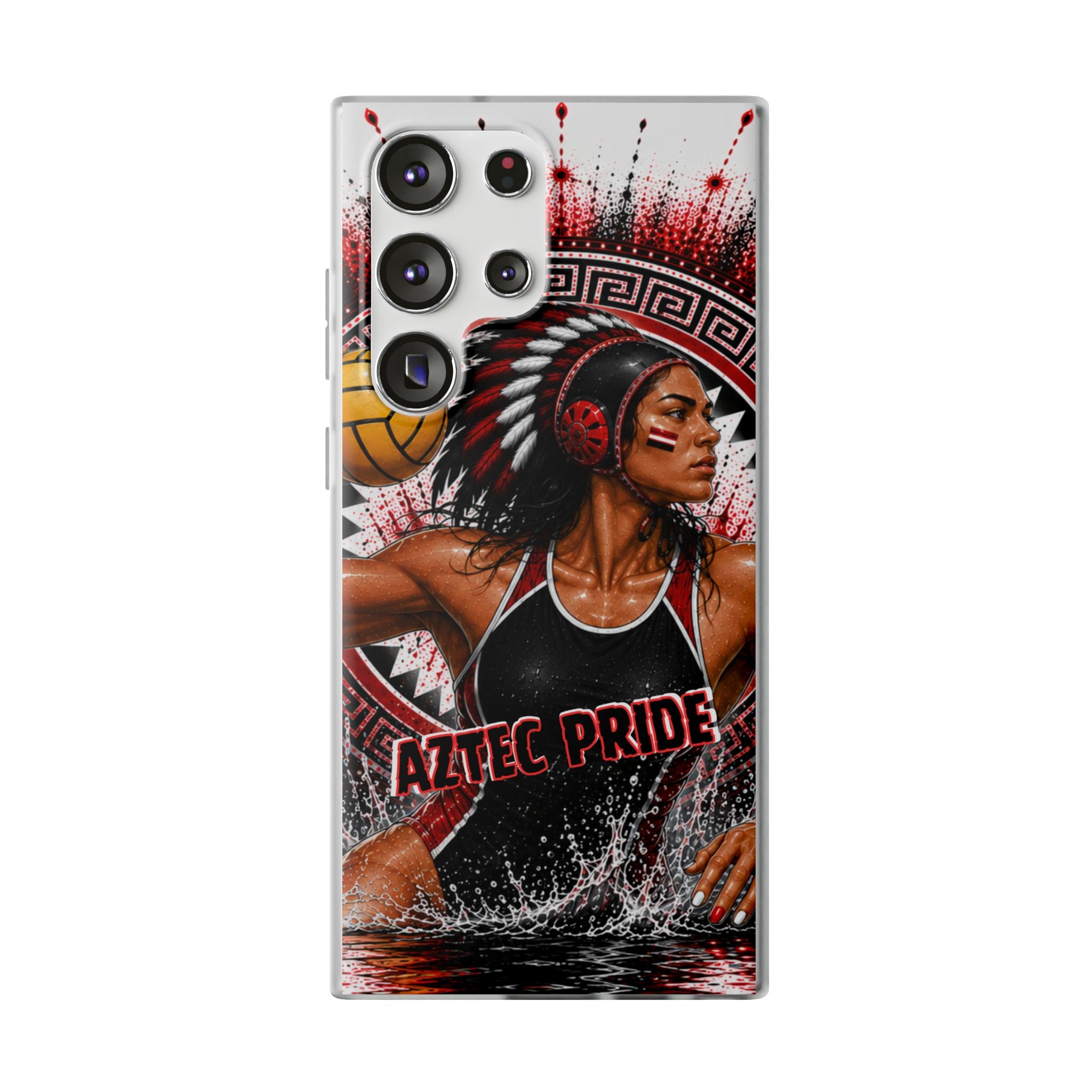 Aztec Water Polo Warrior – Flexi Phone Case (iPhone & Samsung • Clear TPU • Made in USA • Personalized Option)
