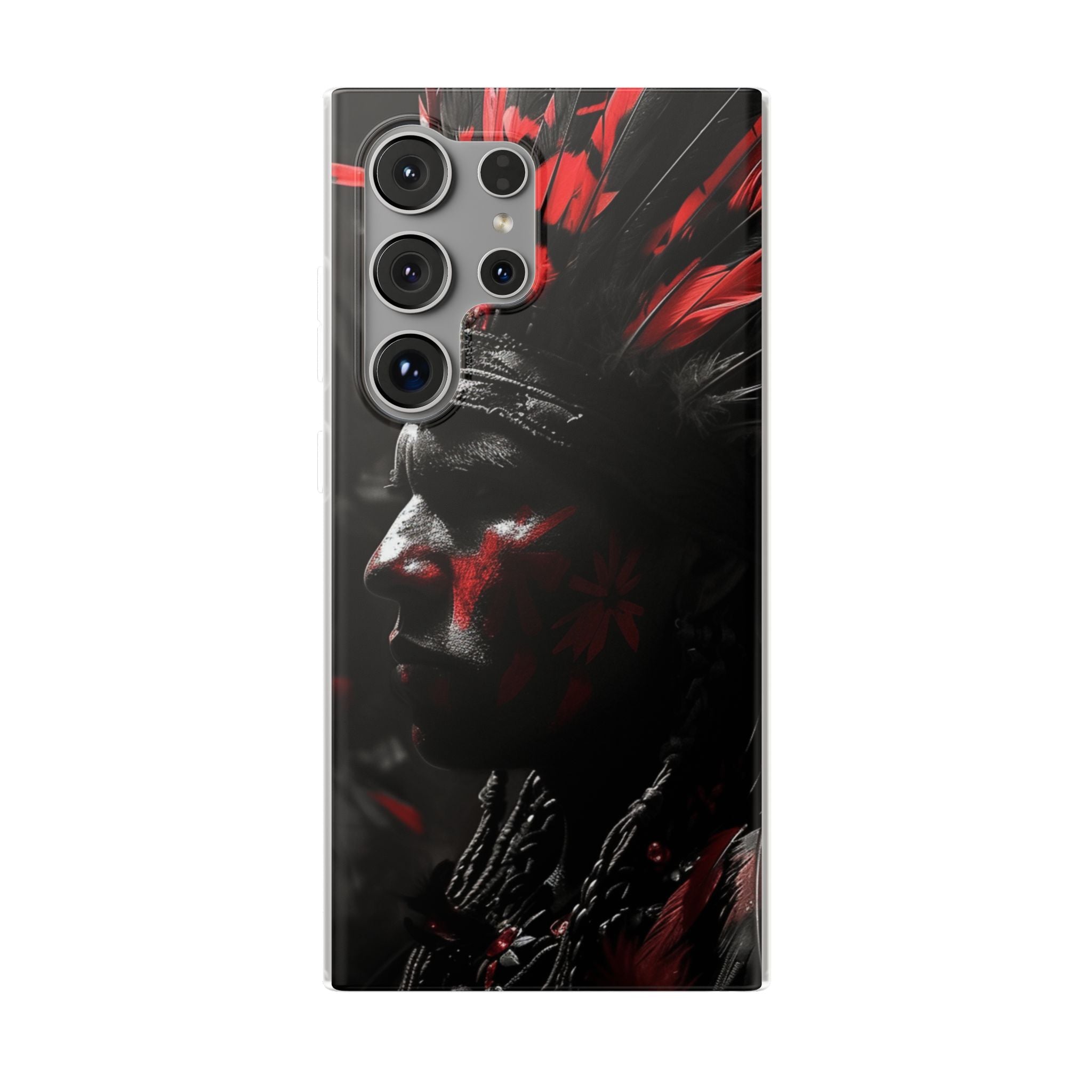 Aztec Jaguar Warrior – Flexi Phone Case (iPhone & Samsung • Clear TPU • Made in USA • Personalized Option)