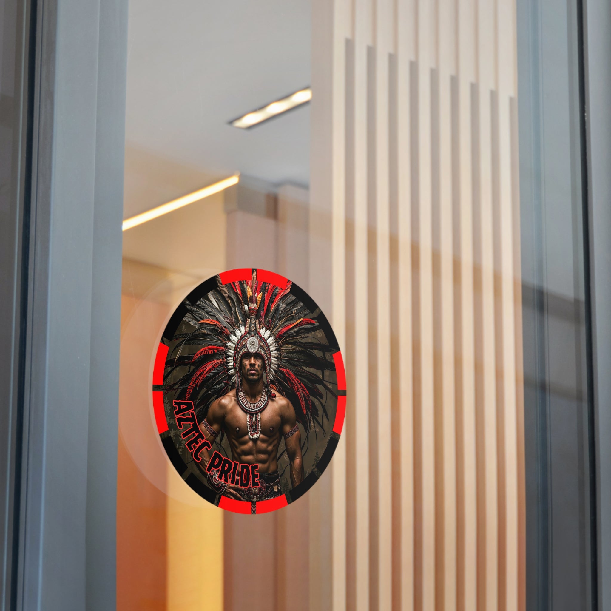Aztec Warrior Eagle Round Vinyl Sticker – Waterproof Matte Decal (2”–6”)