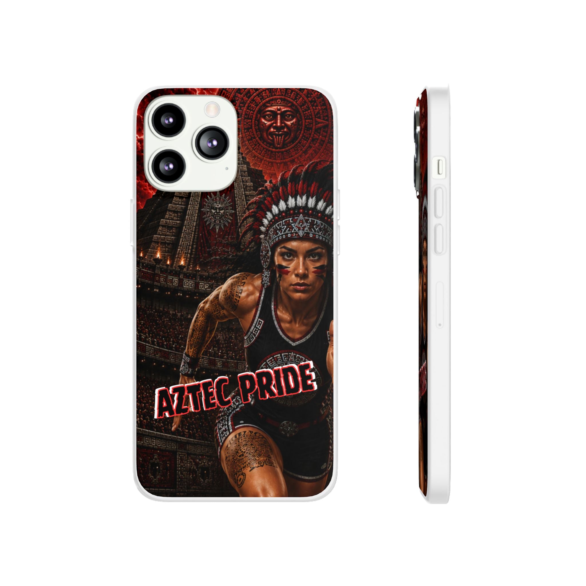 Aztec Track & Field Female Warrior – Flexi Phone Case (iPhone & Samsung • Clear TPU • Made & Shipped in the USA • 🚚 FREE USA Shipping • Personalized Option)