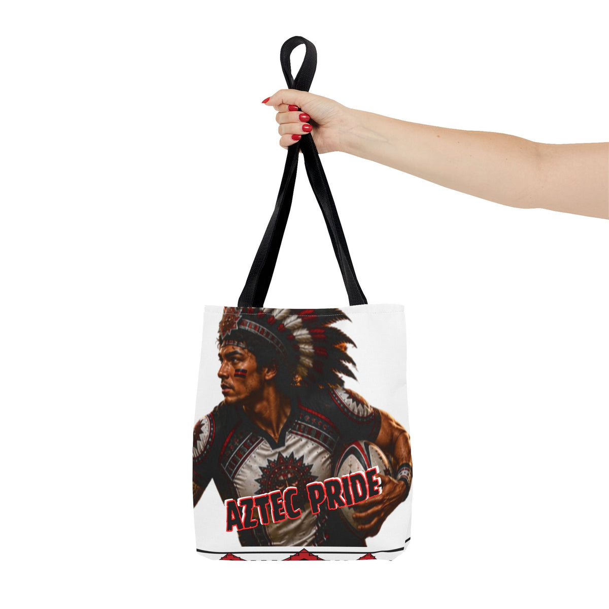 Aztec Rugby Male Warrior Tote Bag | Aztec-Inspired AI Art • Made & Shipped in the USA • 🚚 FREE USA Shipping • FREE Personalization