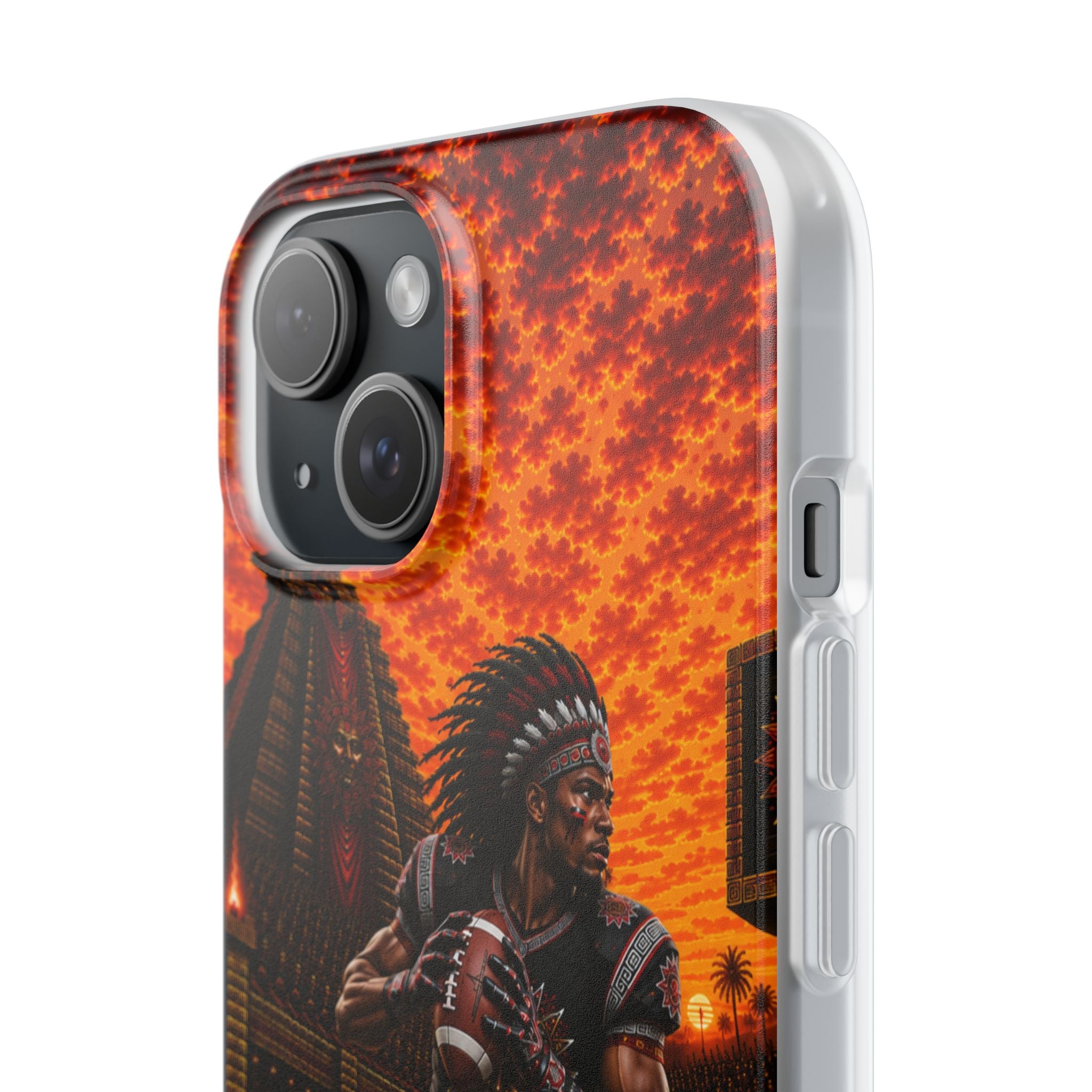 Aztec Football Warrior – Flexi Phone Case (iPhone & Samsung • Clear TPU • Made & Shipped in the USA • 🚚 FREE USA Shipping • Personalized Option)