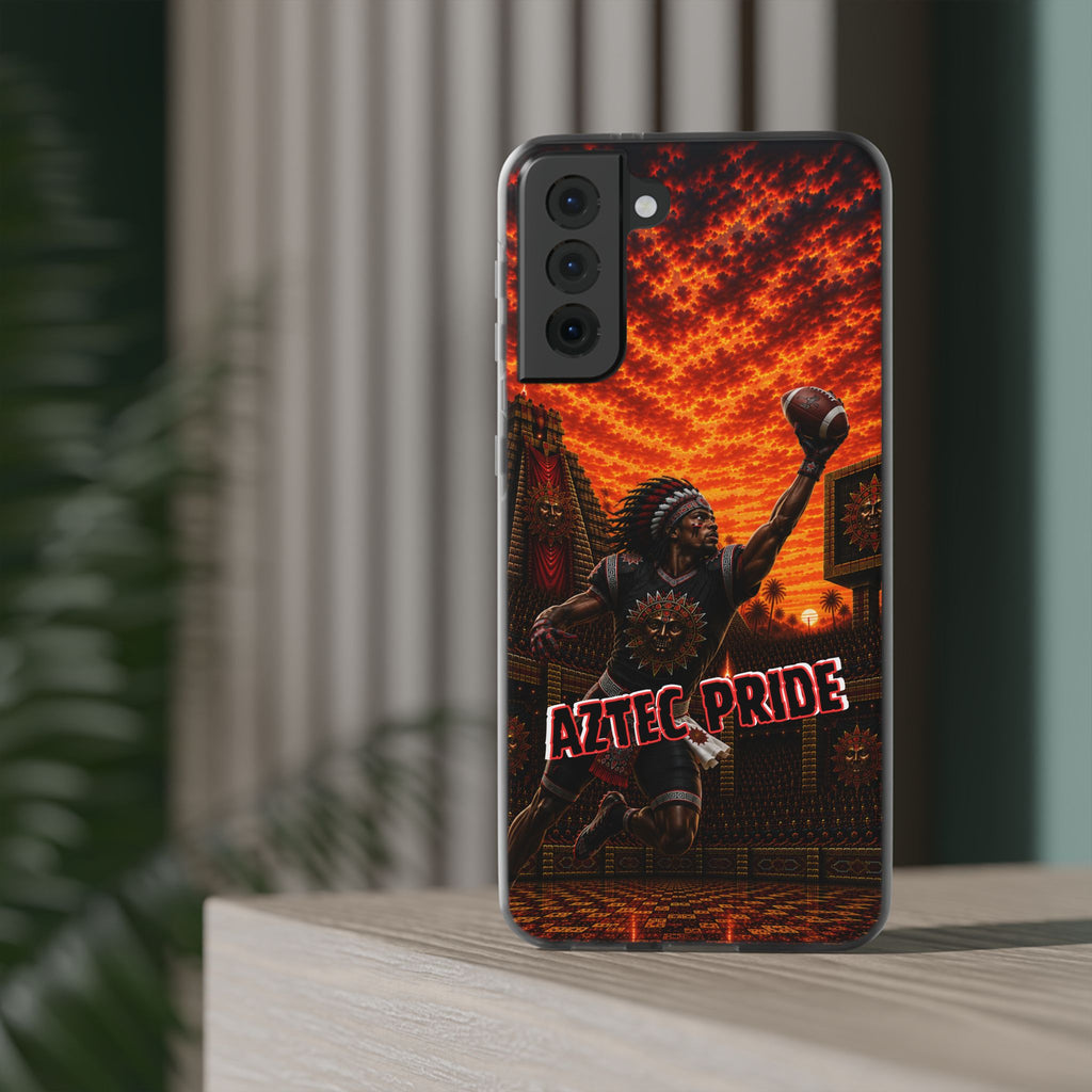 Aztec Football Warrior – Flexi Phone Case (iPhone & Samsung • Clear TPU • Made & Shipped in the USA • 🚚 FREE USA Shipping • Personalized Option)