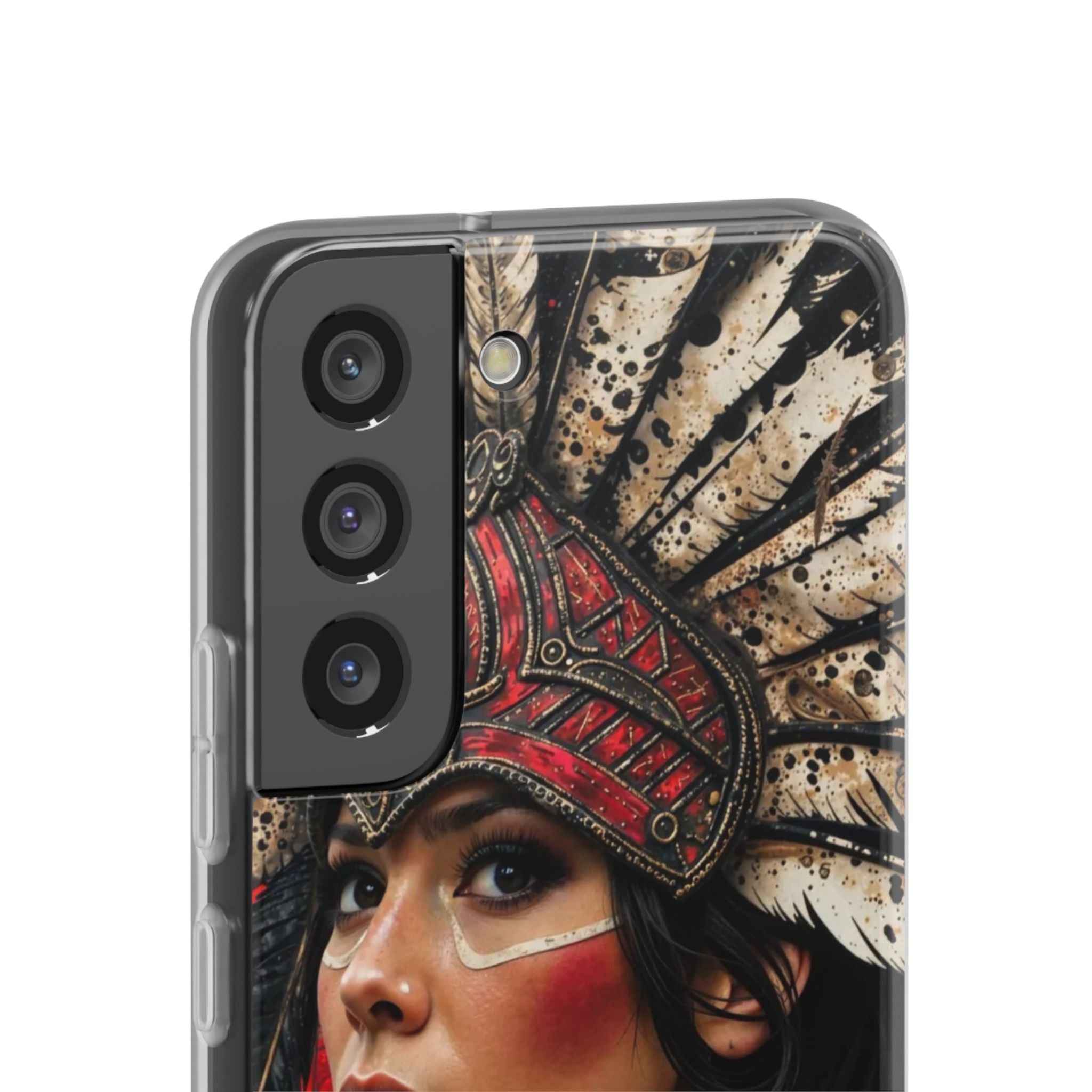 Aztec Moon Goddess – Flexi Phone Case (iPhone & Samsung • Clear TPU • Made in USA • Personalized Option)
