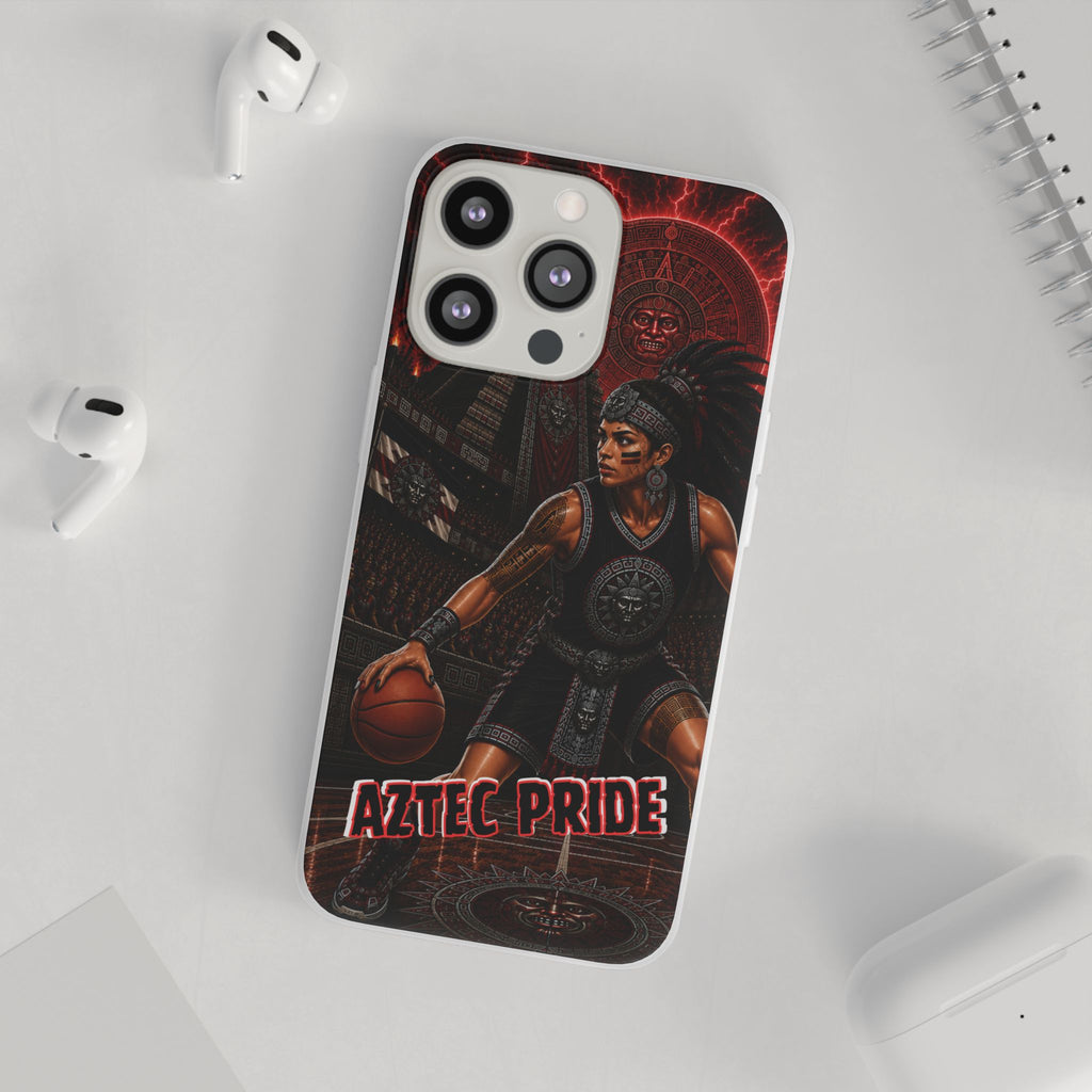 Aztec Basketball Female Warrior – Flexi Phone Case (iPhone & Samsung • Clear TPU • Made & Shipped in the USA • 🚚 FREE USA Shipping • Personalized Option)