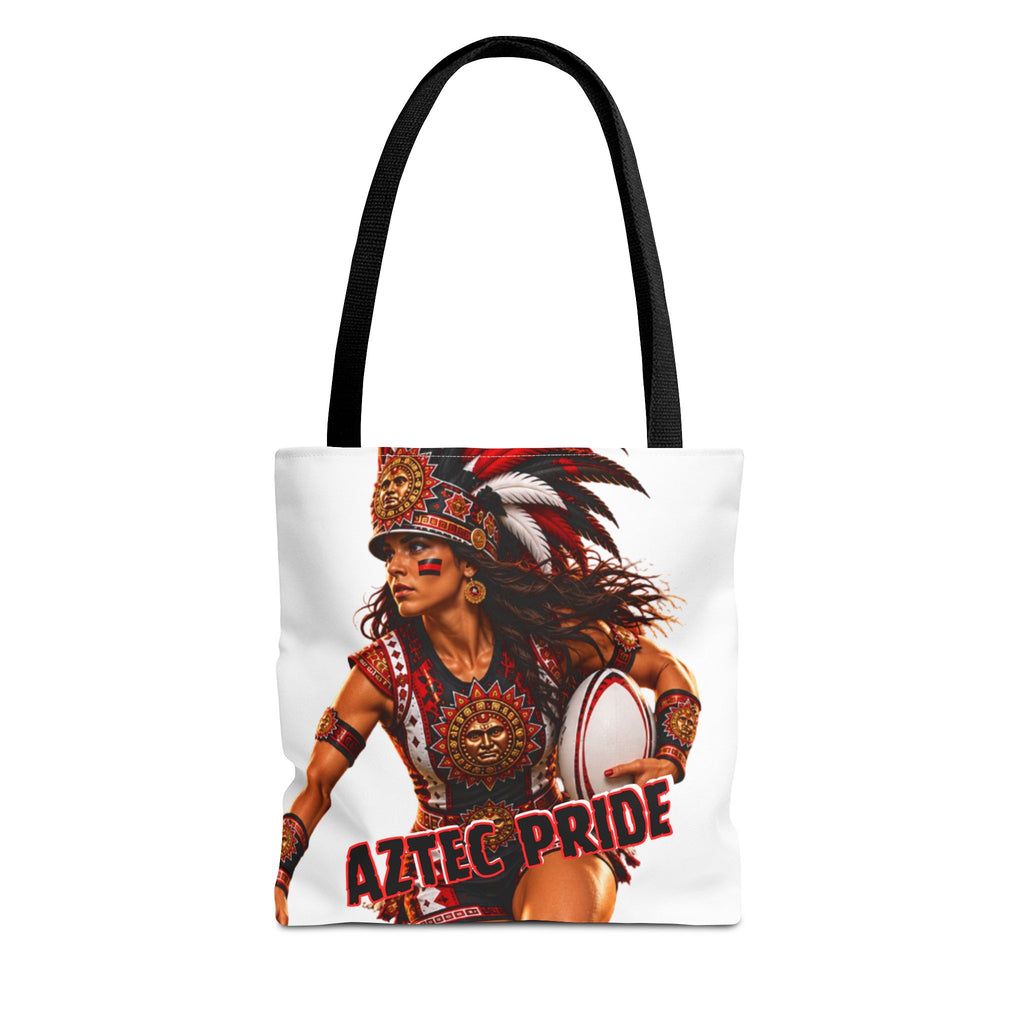 Aztec Rugby Female Warrior Tote Bag | Aztec-Inspired AI Art • Made & Shipped in the USA • 🚚 FREE USA Shipping • FREE Personalization