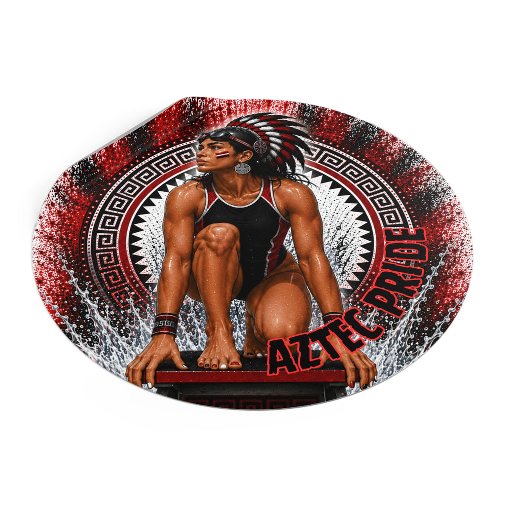 Aztec Swim & Dive Warrior Round Vinyl Sticker 2”–6” | Made & Shipped in the USA • 🚚 FREE USA Shipping • Personalized Option