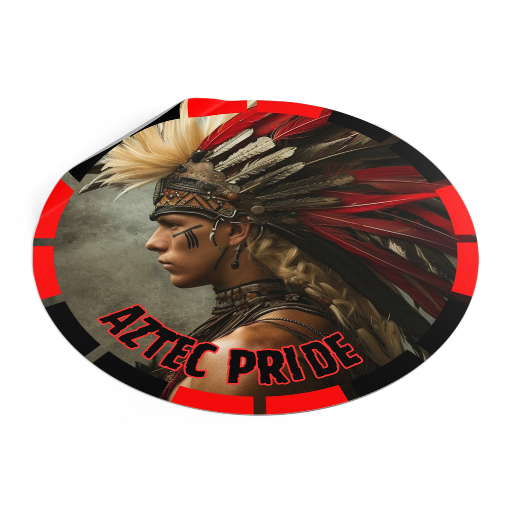 Aztec Storm Warrior Round Vinyl Sticker – Waterproof Matte Decal (2”–6”)