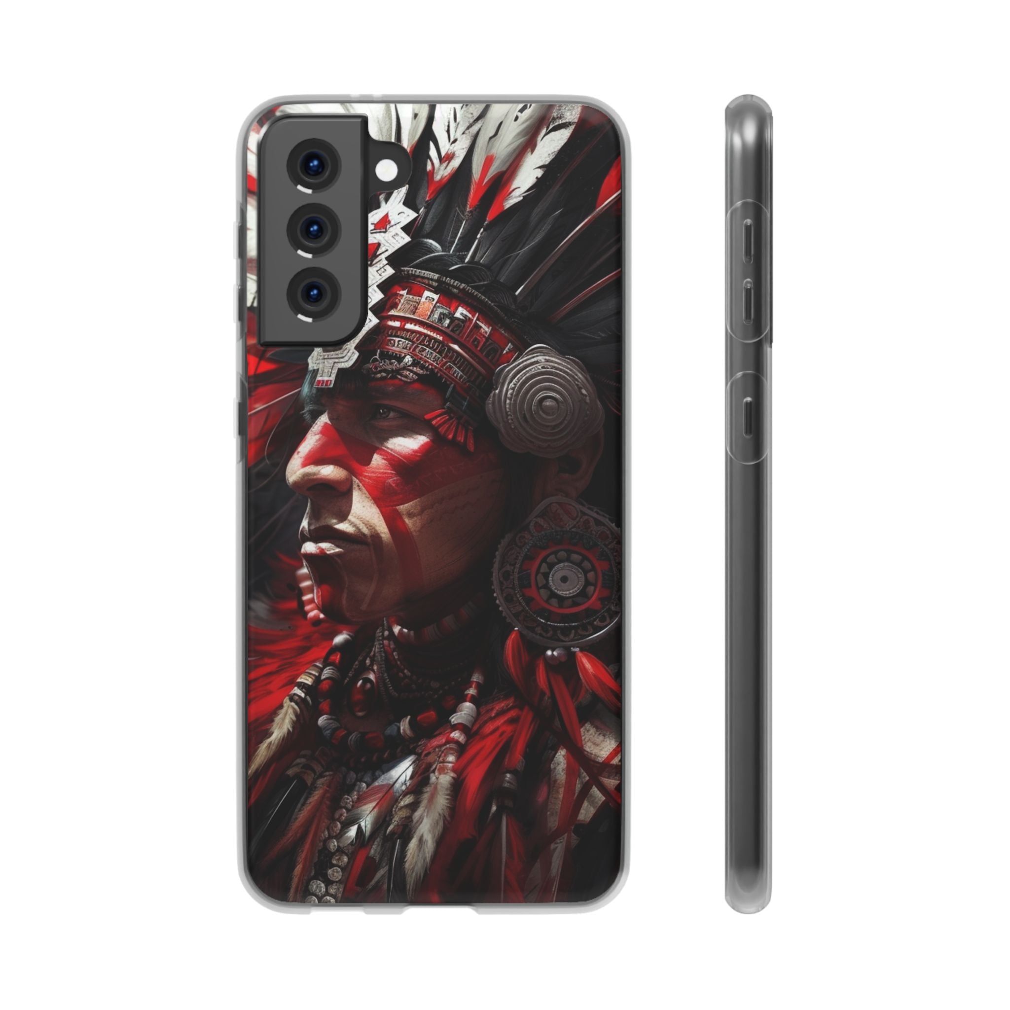 Aztec Loyal Warrior – Flexi Phone Case (iPhone & Samsung • Clear TPU • Made in USA • Personalized Option)