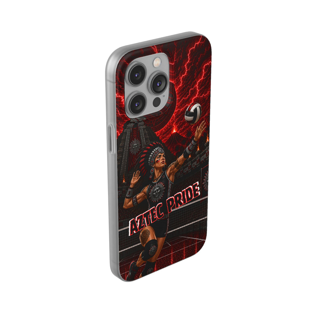 Aztec Volleyball Warrior – Flexi Phone Case (iPhone & Samsung • Clear TPU • Made & Shipped in the USA • 🚚 FREE USA Shipping • Personalized Option)