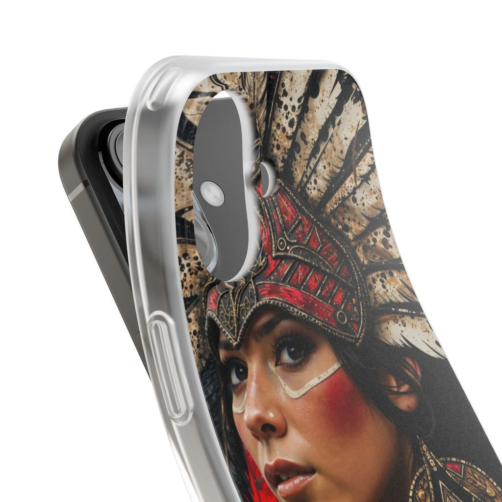 Aztec Moon Goddess – Flexi Phone Case (iPhone & Samsung • Clear TPU • Made in USA • Personalized Option)