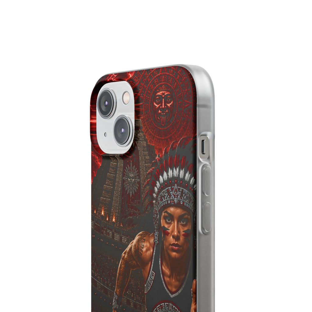 Aztec Track & Field Female Warrior – Flexi Phone Case (iPhone & Samsung • Clear TPU • Made & Shipped in the USA • 🚚 FREE USA Shipping • Personalized Option)