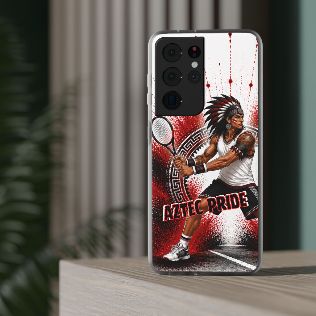 Aztec Tennis Male Warrior – Flexi Phone Case (iPhone & Samsung • Clear TPU • Made & Shipped in the USA • 🚚 FREE USA Shipping • Personalized Option)
