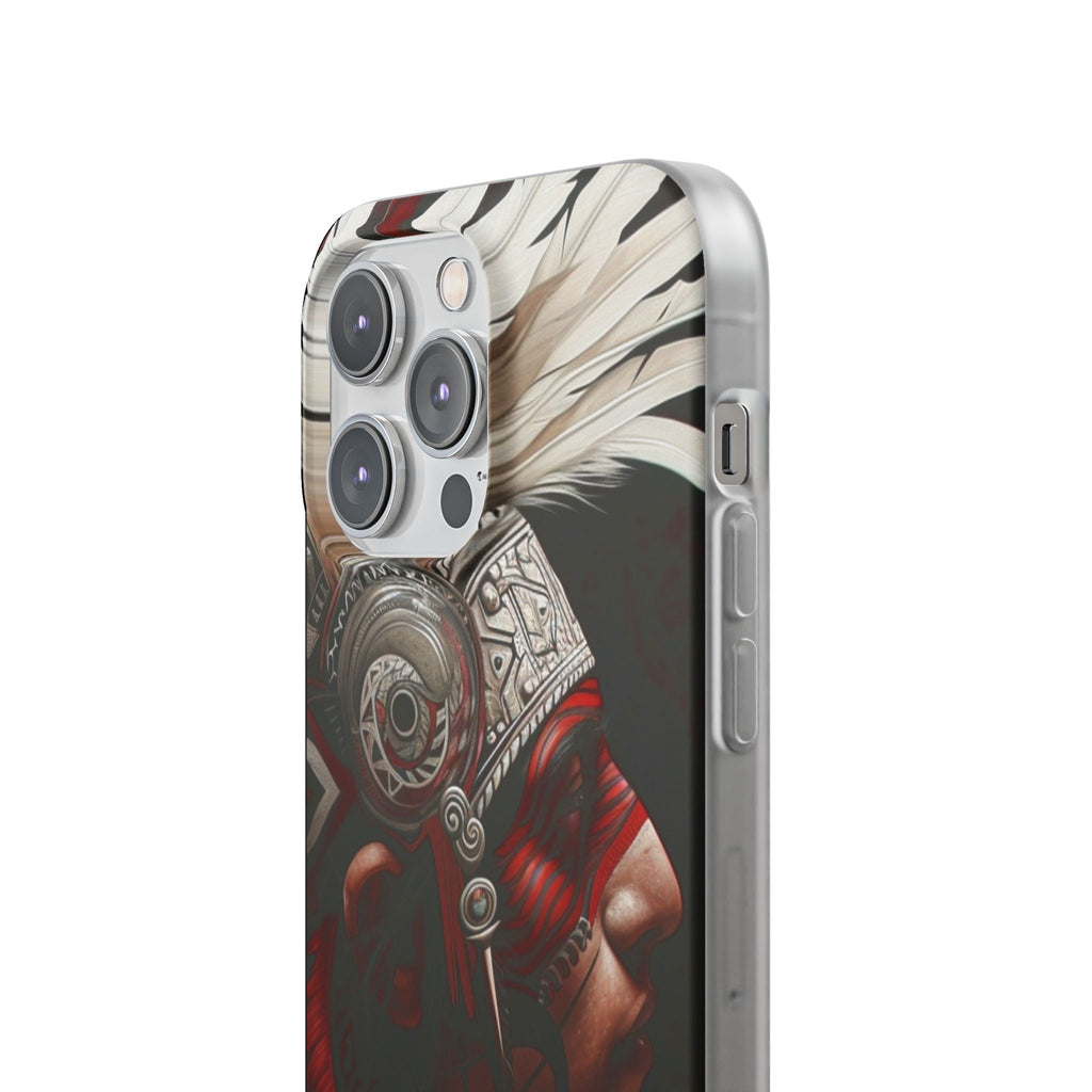 Aztec Warrior King – Flexi Phone Case (iPhone & Samsung • Clear TPU • Made in USA • Personalized Option)